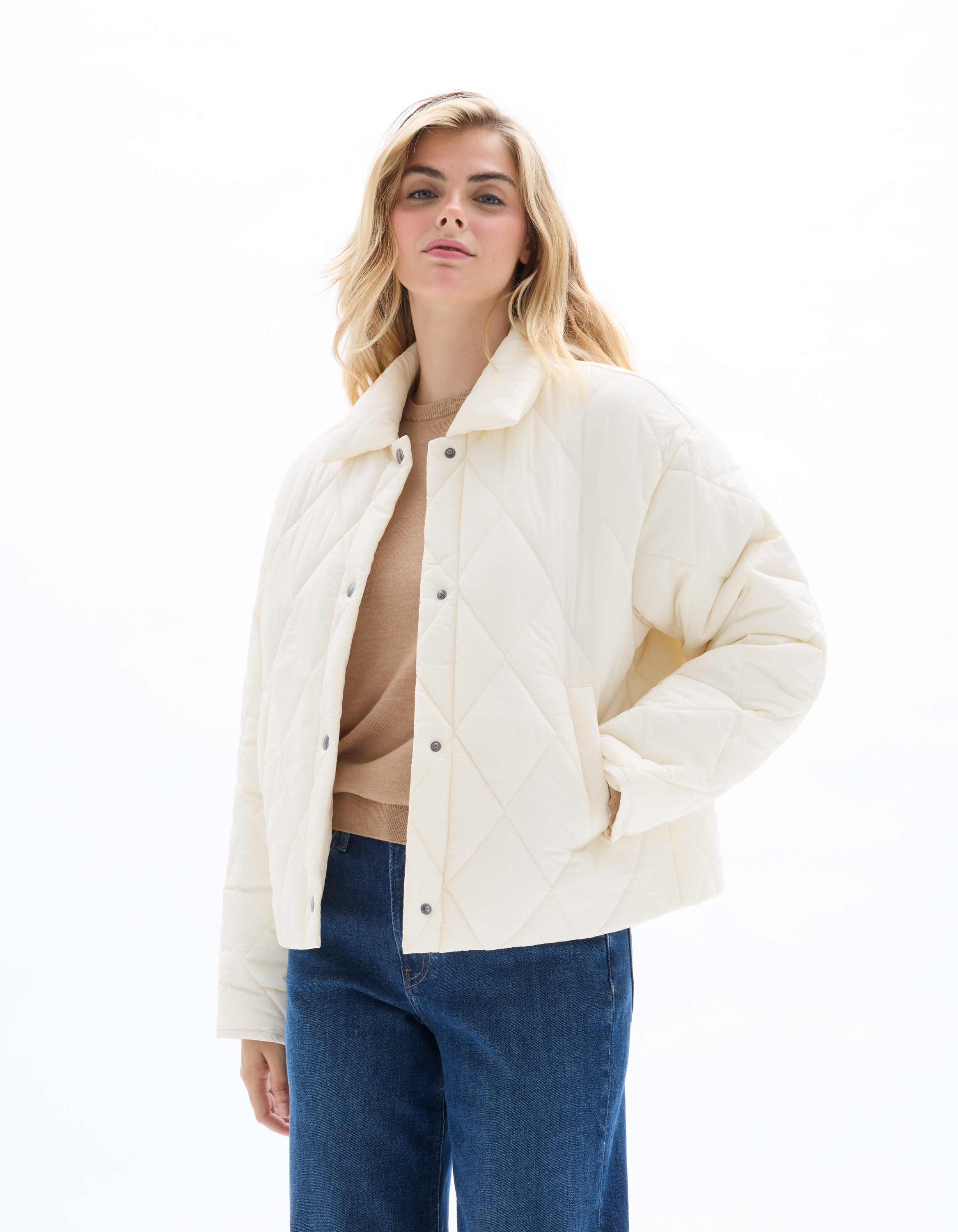 Doudoune courte à poches - beige - celio - Modalova