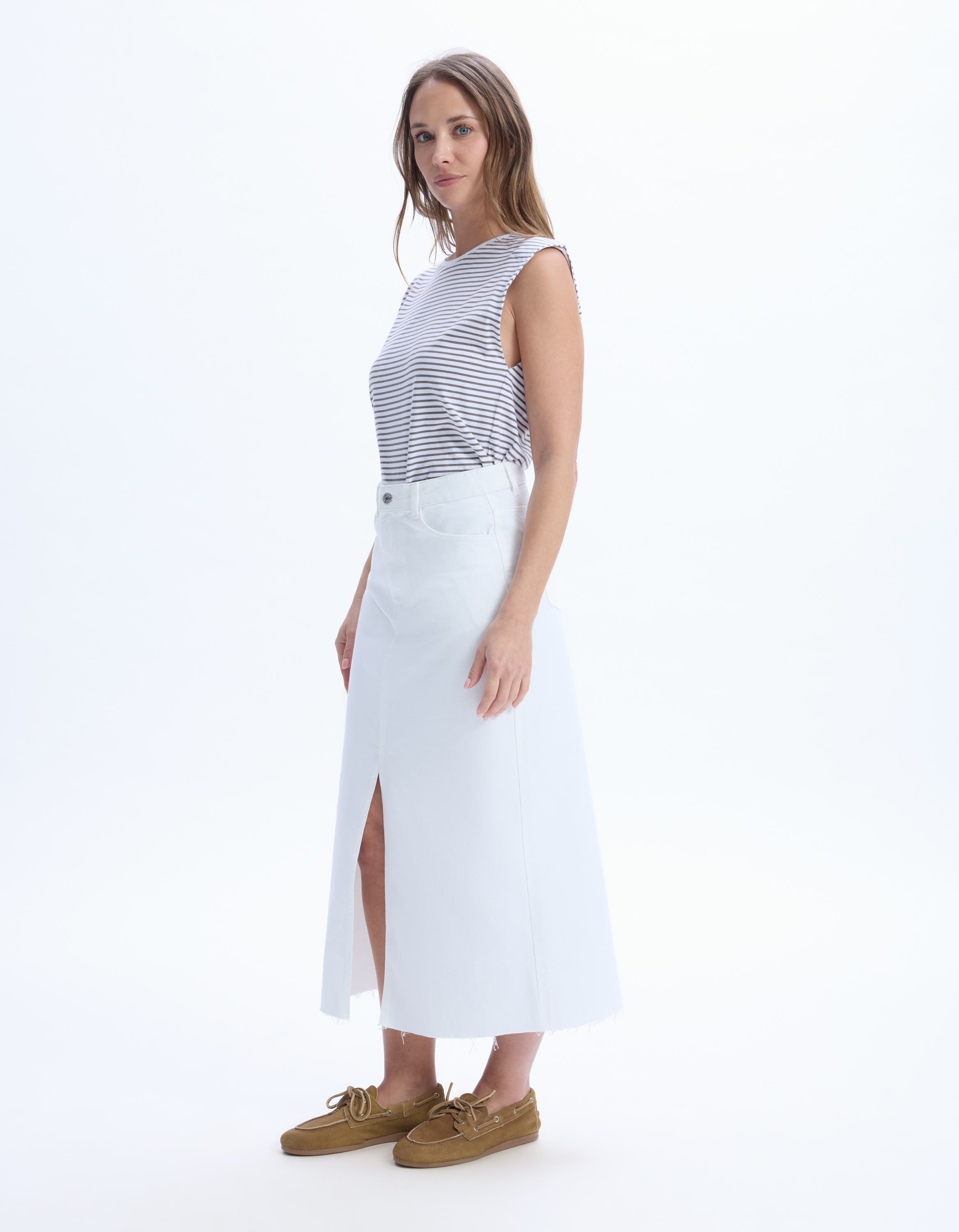 Jupe en jean avec fente - blanc - celio - Modalova