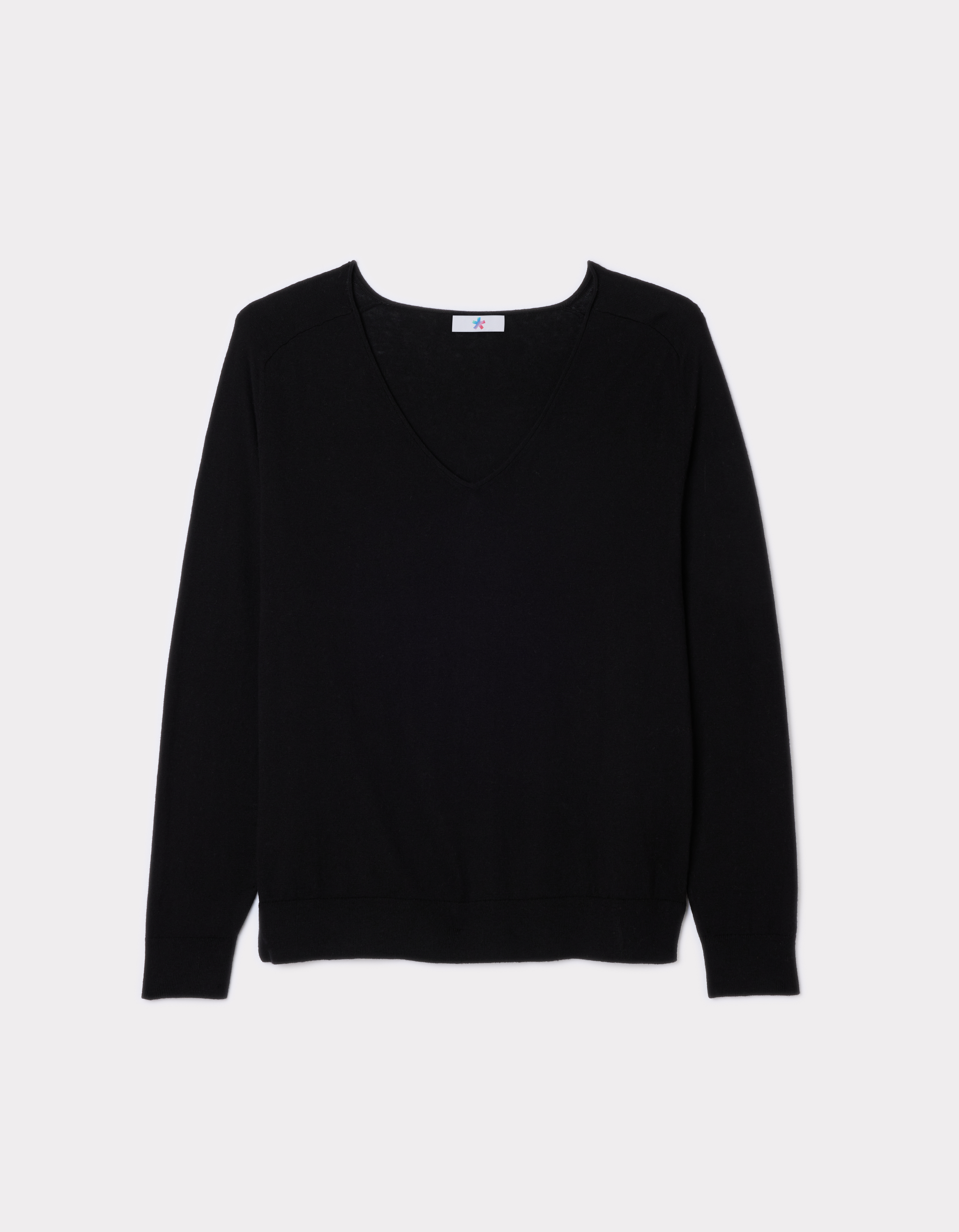 Pull doux à col v - noir