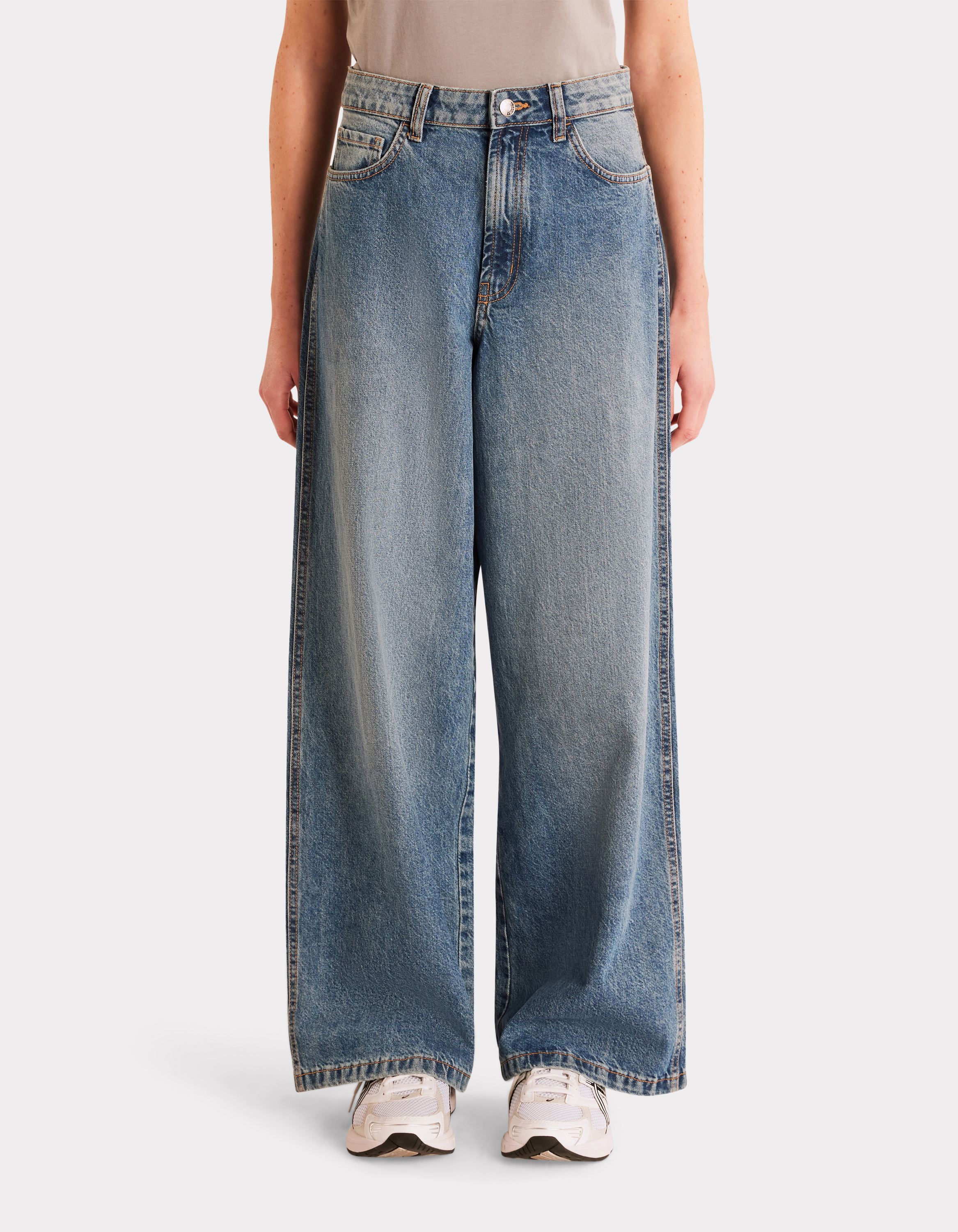 Jean large taille haute - bleu - celio - Modalova