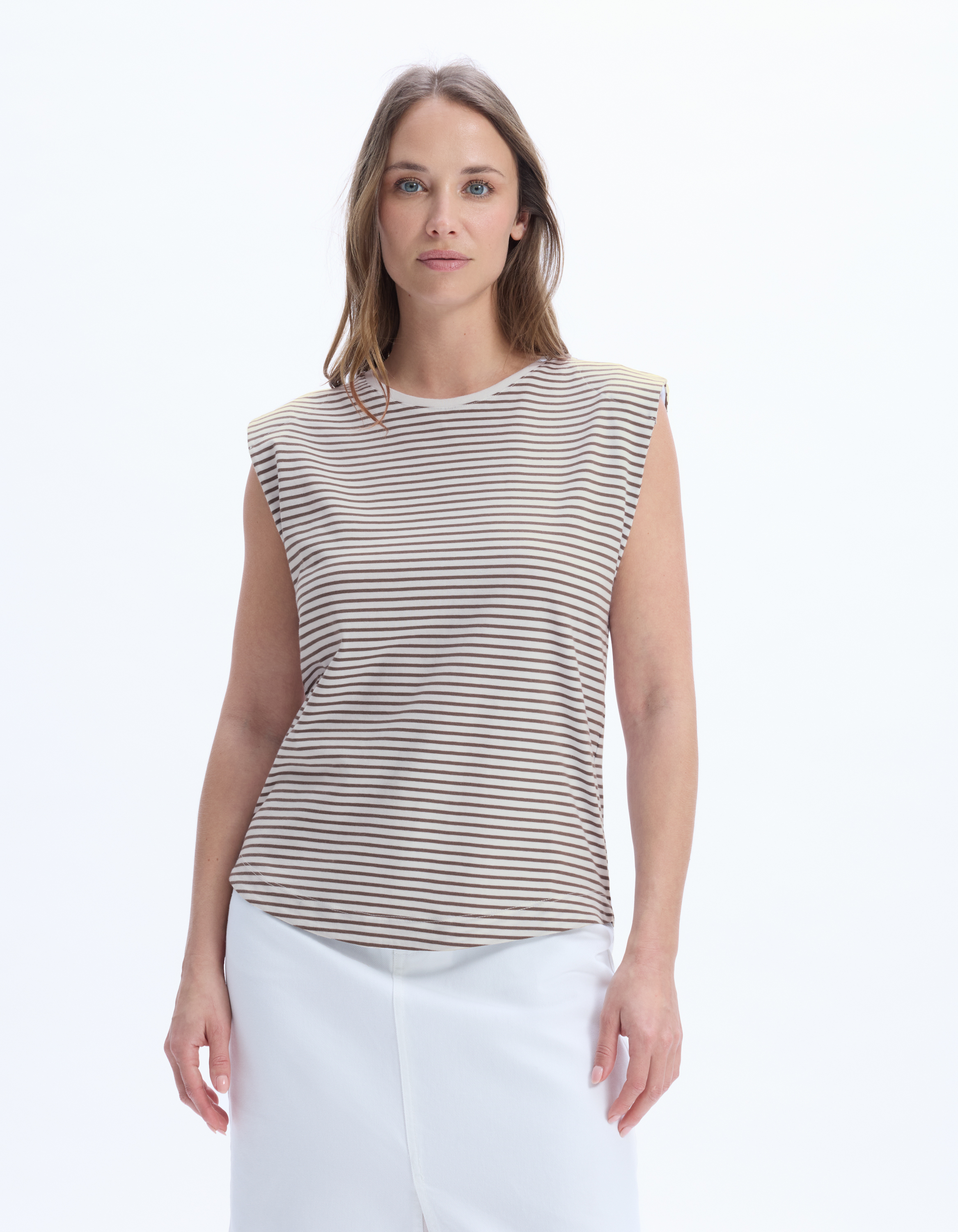 T-shirt sans manches à rayures - kaki - celio - Modalova