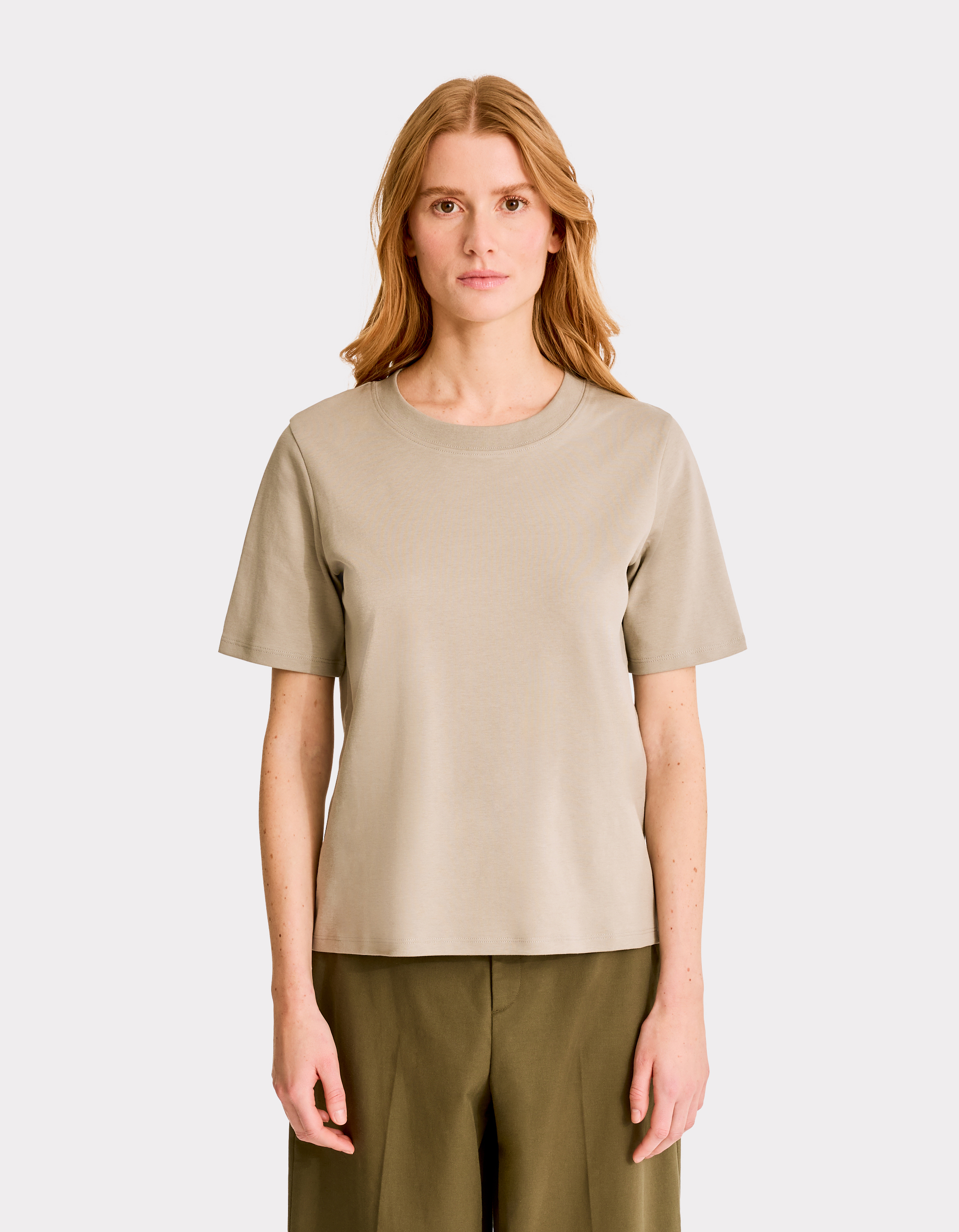T-shirt en coton doux col rond - gris - celio - Modalova