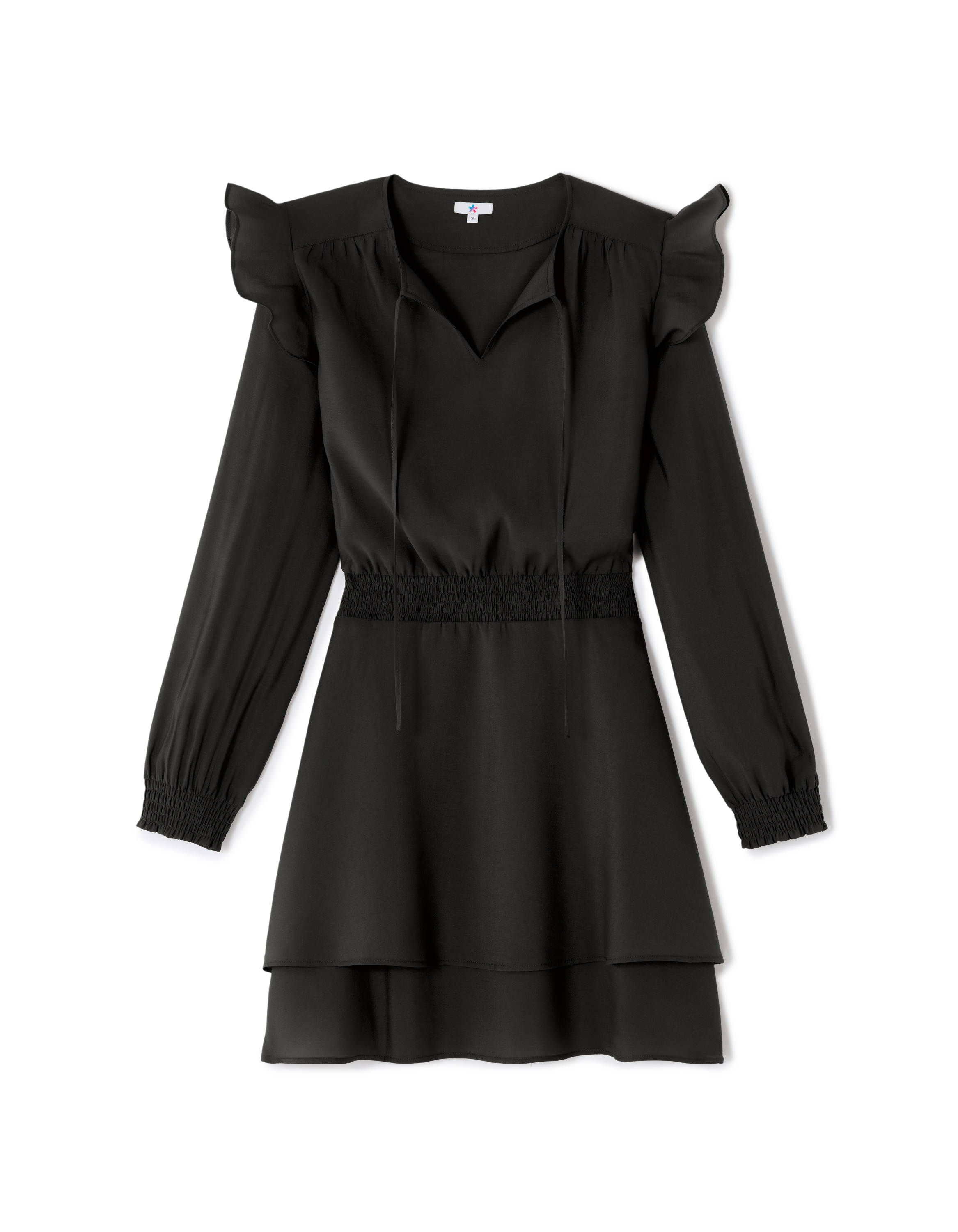 Robe épaule volantée - noir