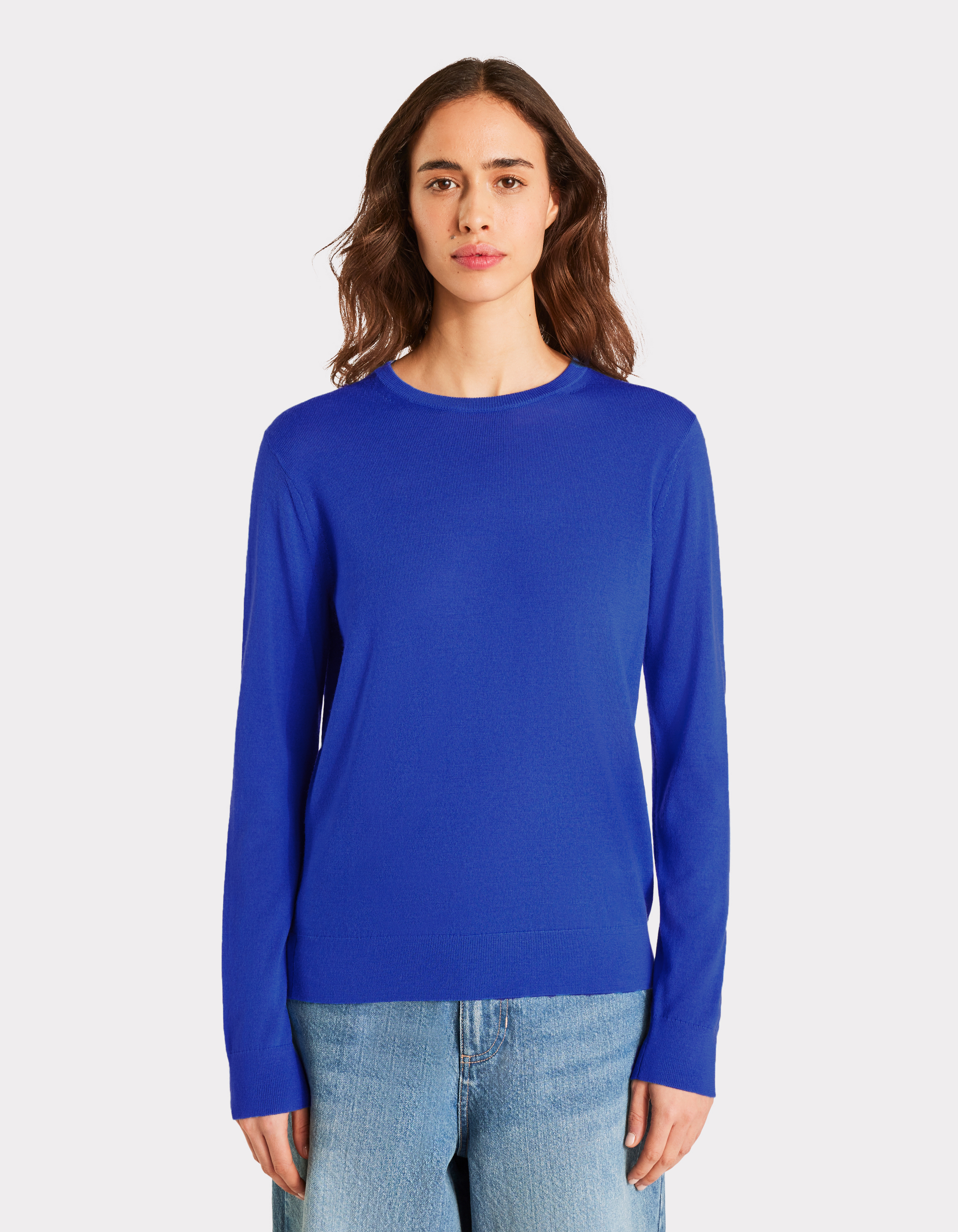 Pull 100% laine mérinos à col rond - bleu - celio - Modalova