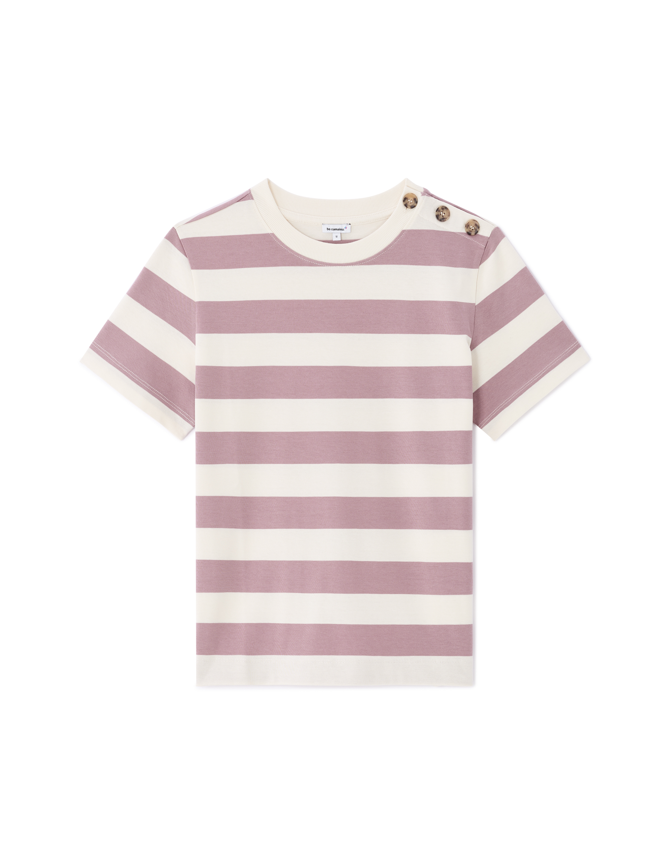 T-shirt boutonné à rayures - iris
