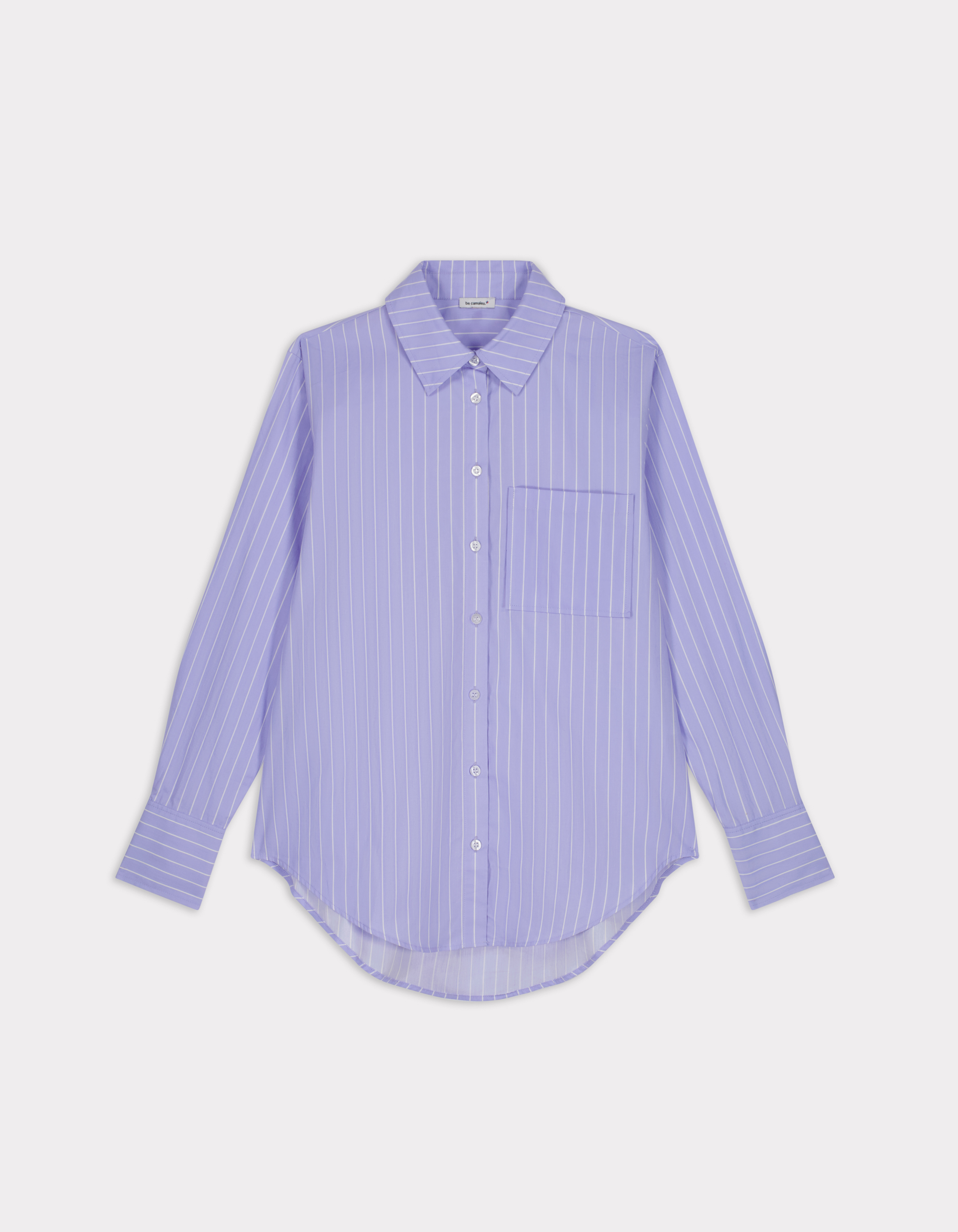 Chemise rayée droite en coton - violet