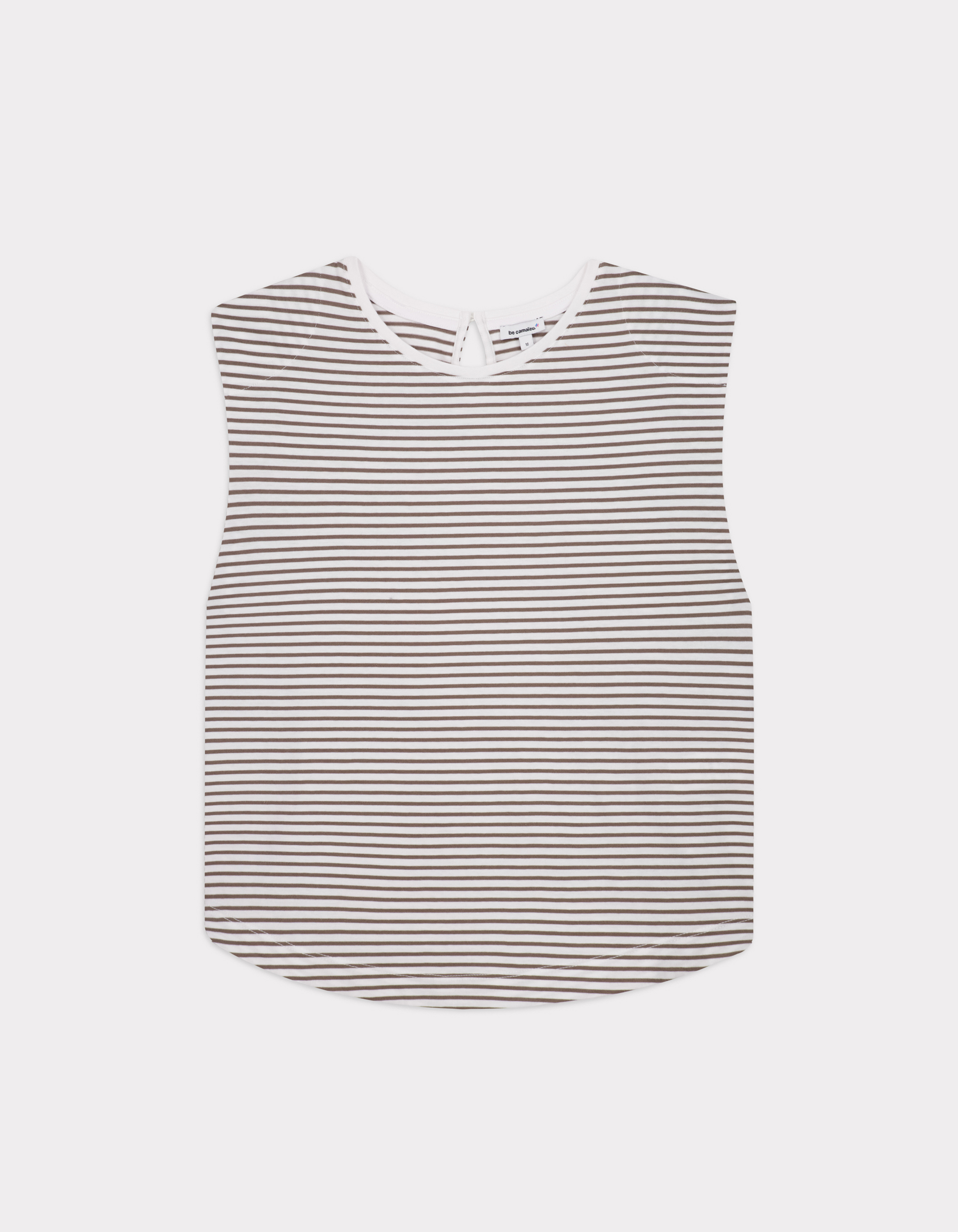 T-shirt sans manches à rayures - kaki