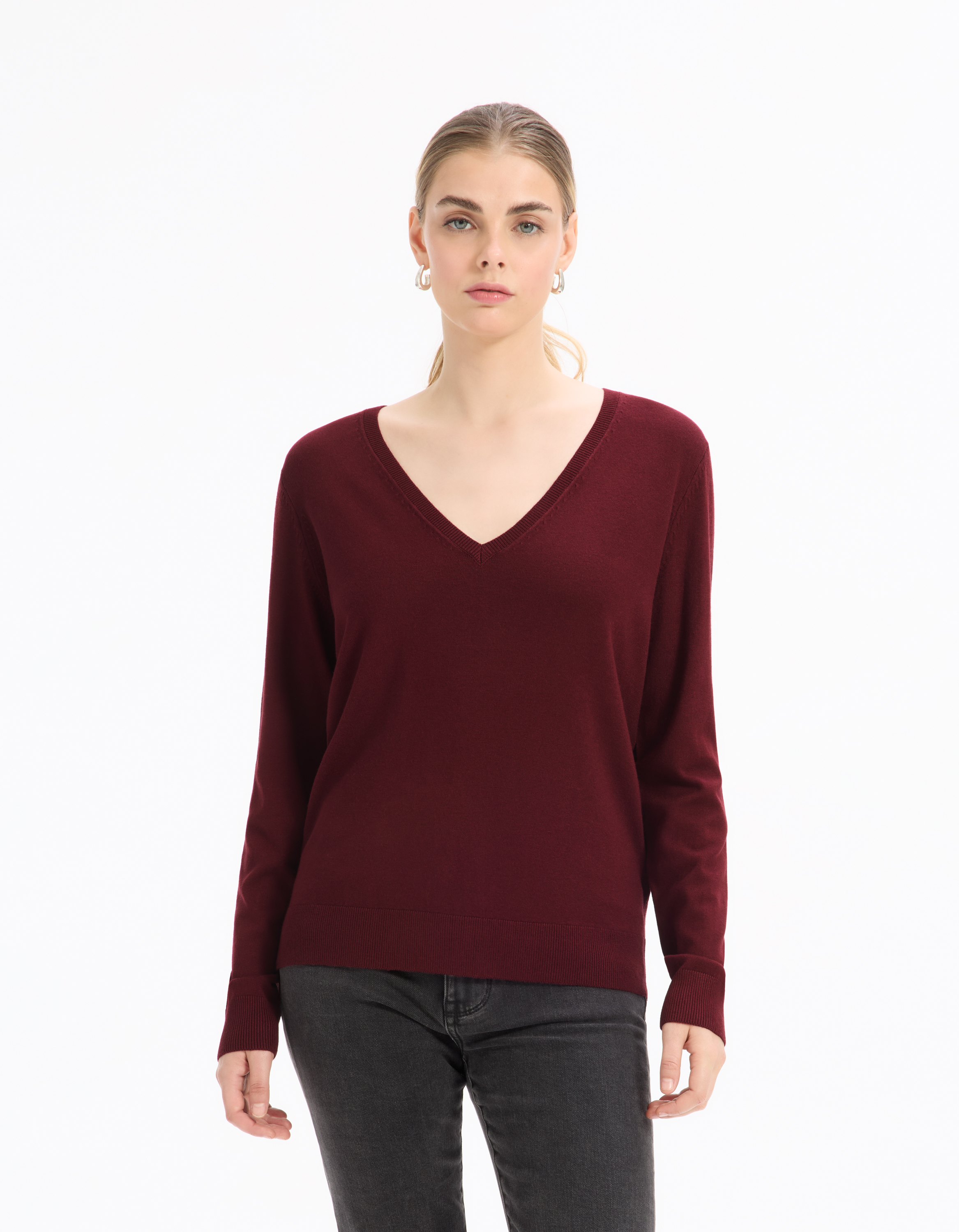Pull fluide col v viscose écovéro - celio - Modalova
