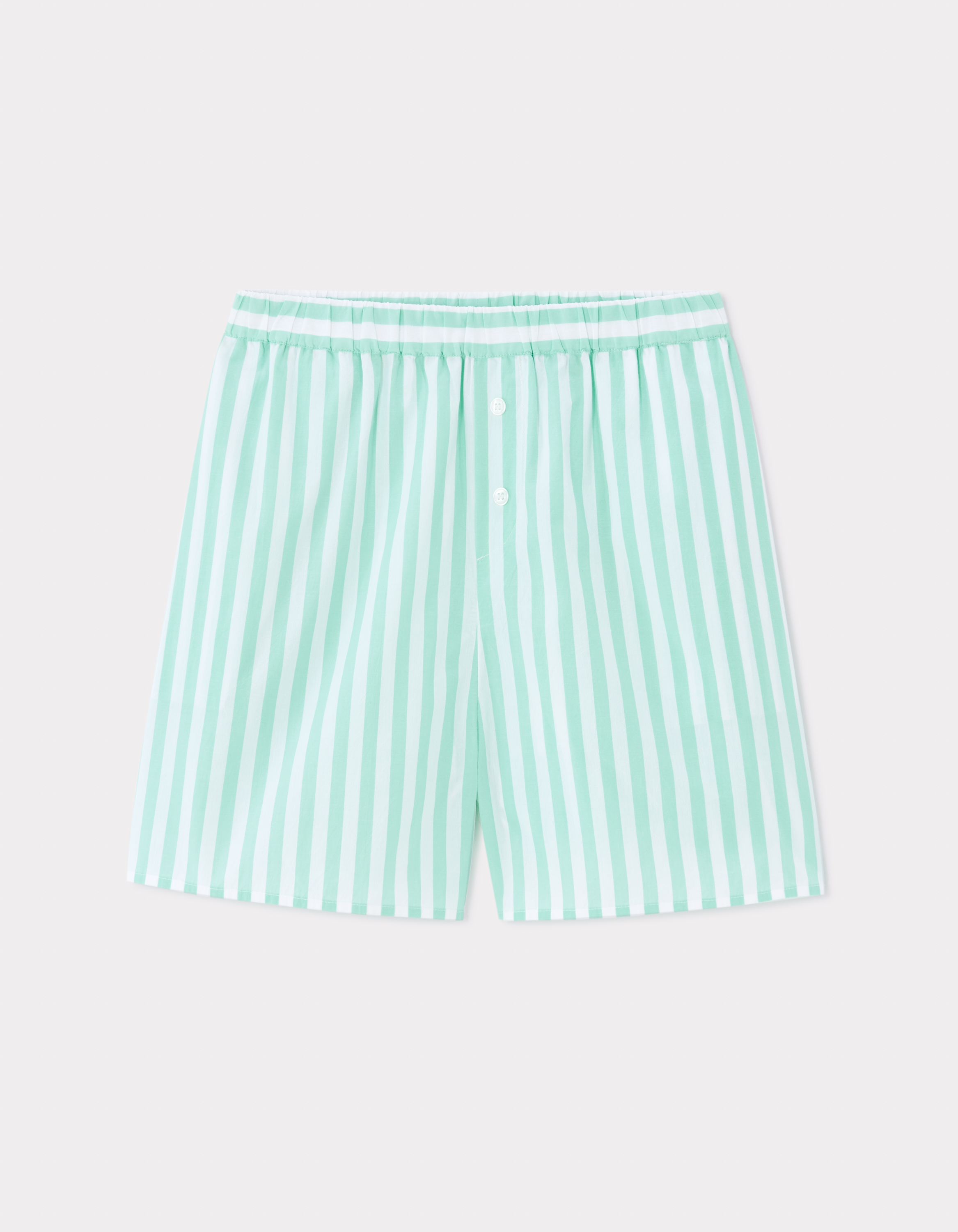 Short de pyjama en popeline rayé - vert d'eau
