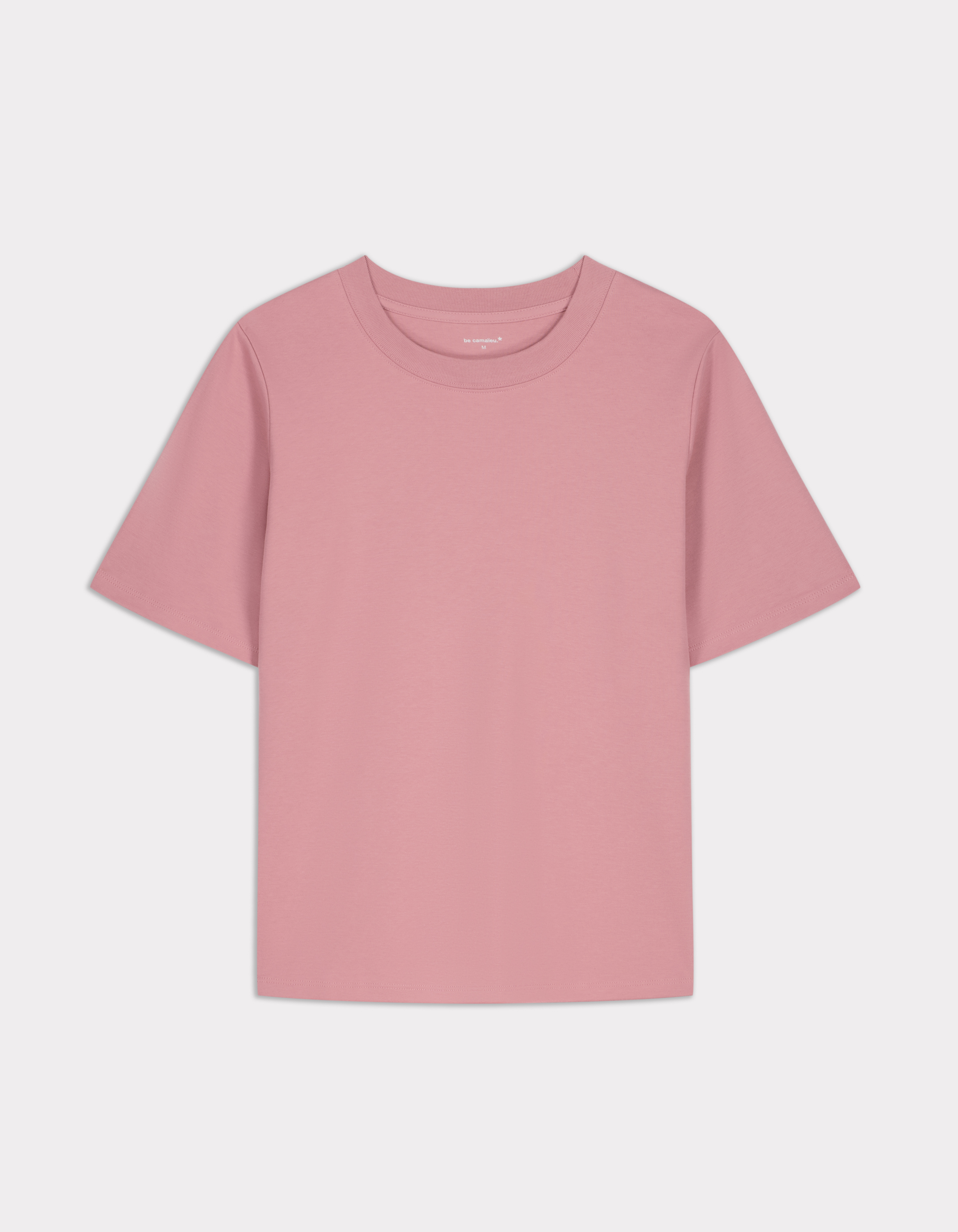 T-shirt en coton doux col rond - rose