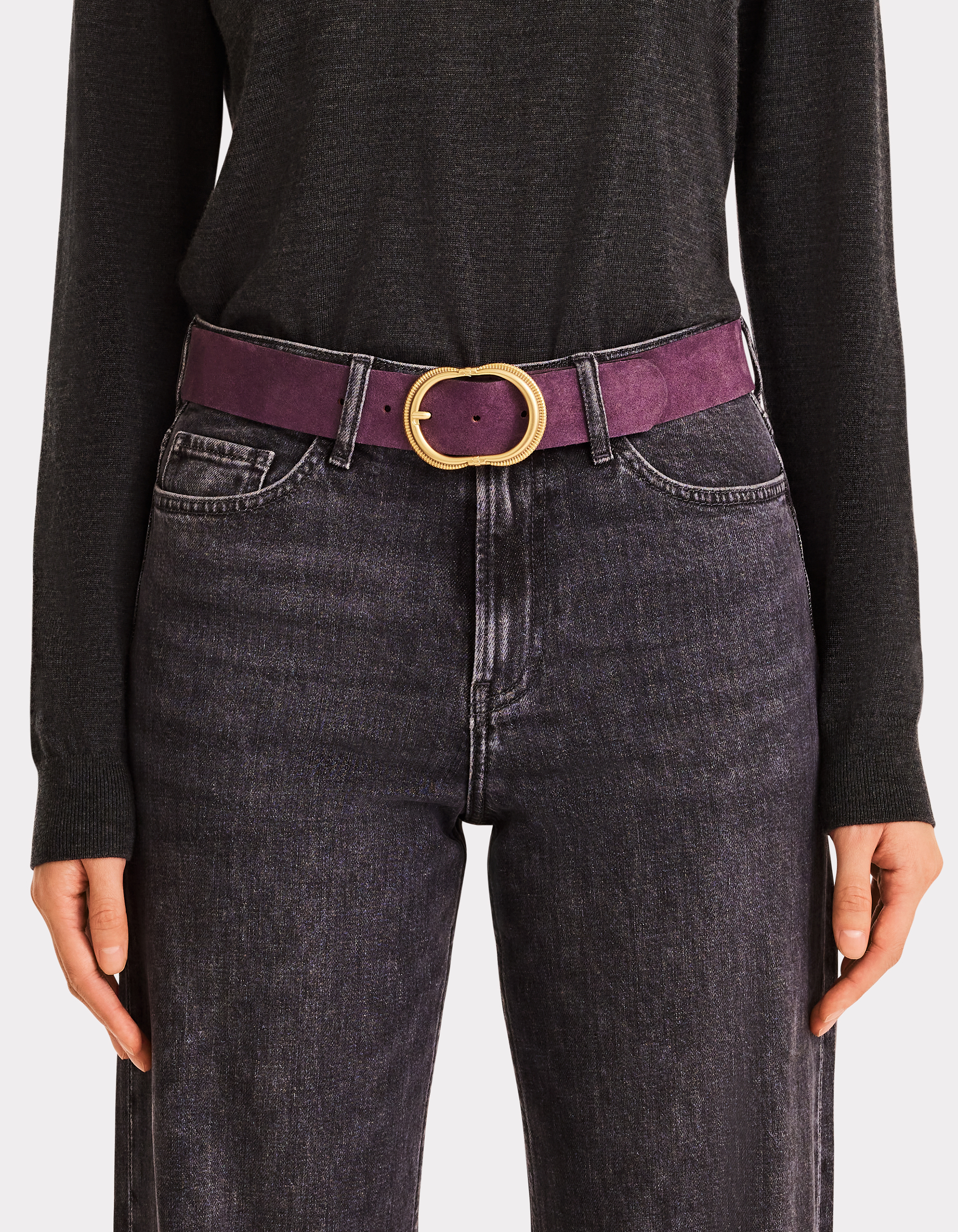 Ceinture en cuir colorée - violet - celio - Modalova