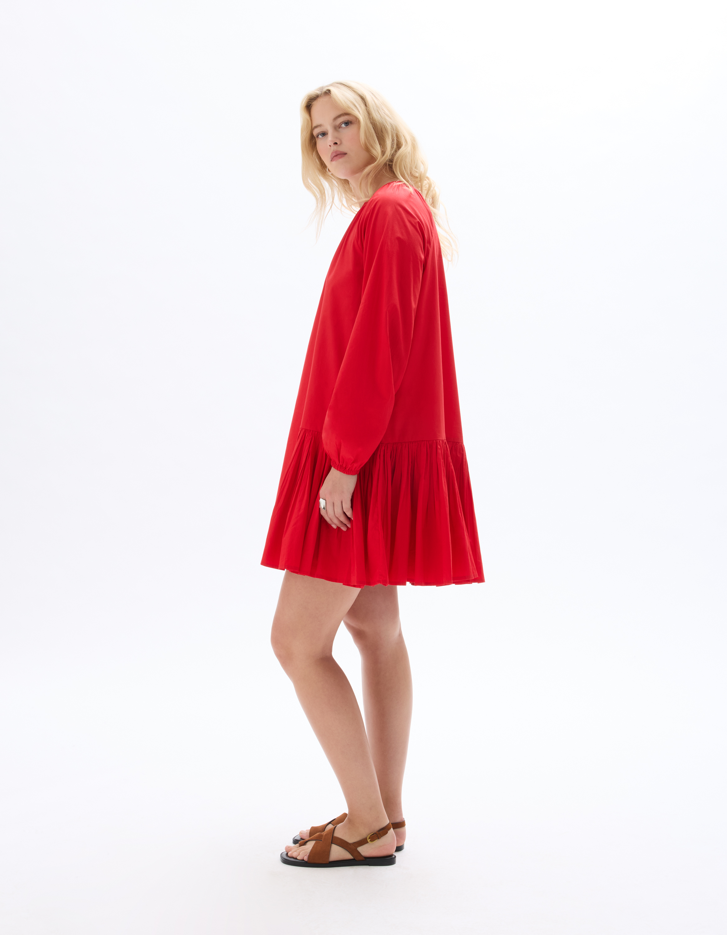 Robe courte à volant - rouge - celio - Modalova