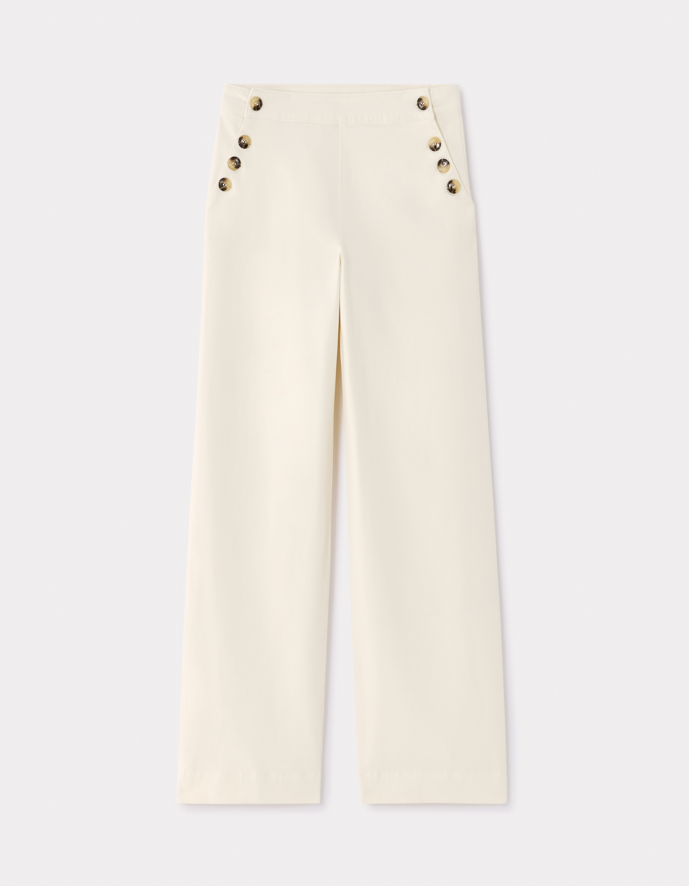 pantalon large à bouton décoratifs - beige
