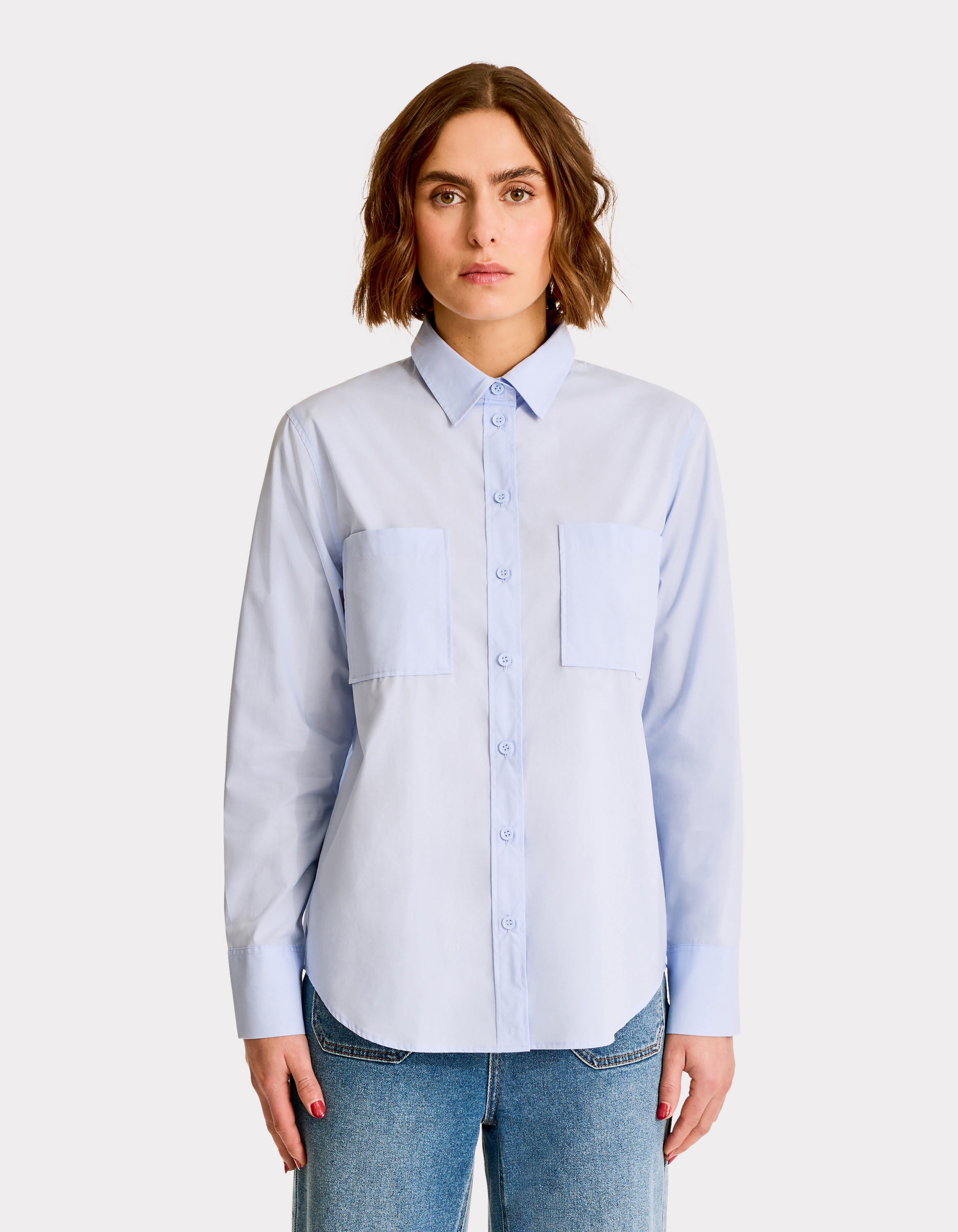 Chemise en popeline oversize - bleu - celio - Modalova