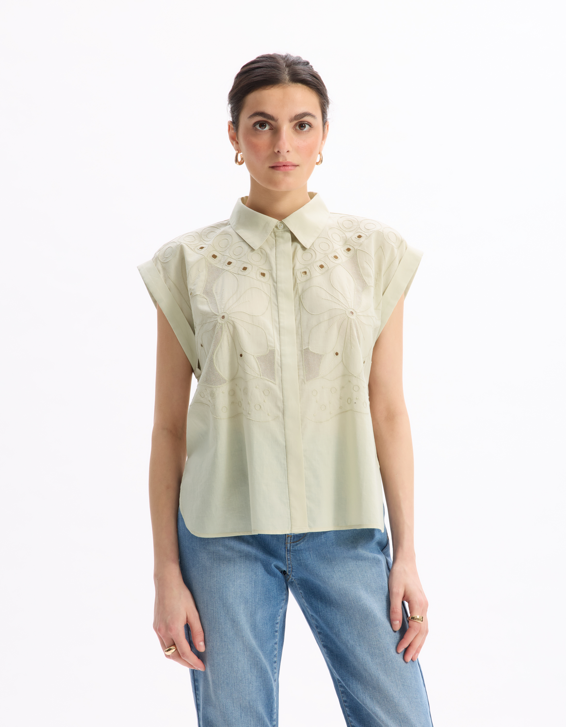 Chemisier sans manche brodé - gris - celio - Modalova