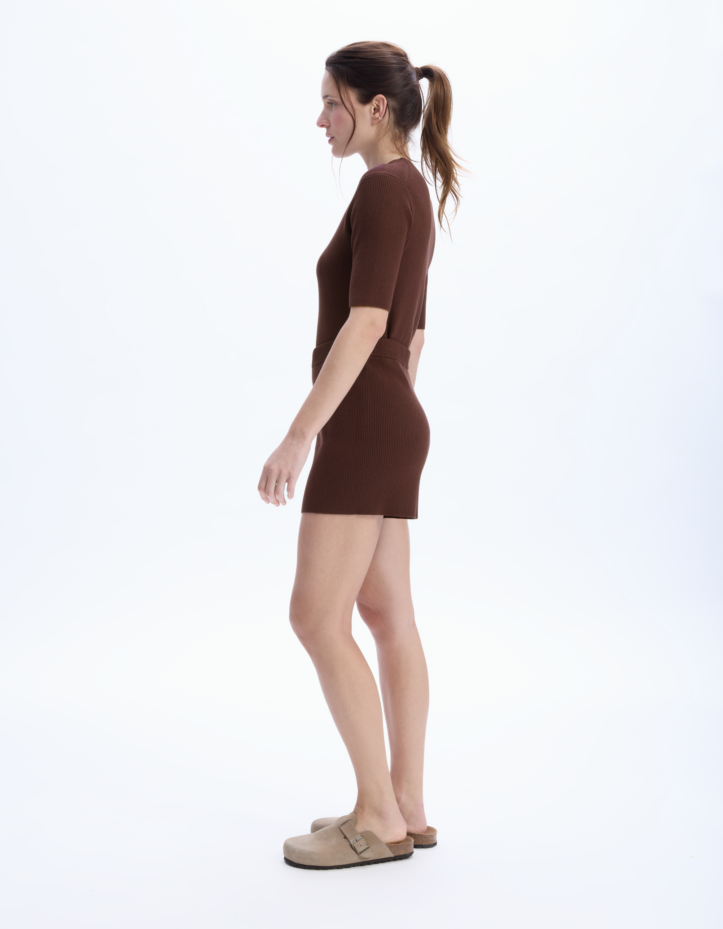 Short ensemble en maille côtelée - bordeaux - celio - Modalova