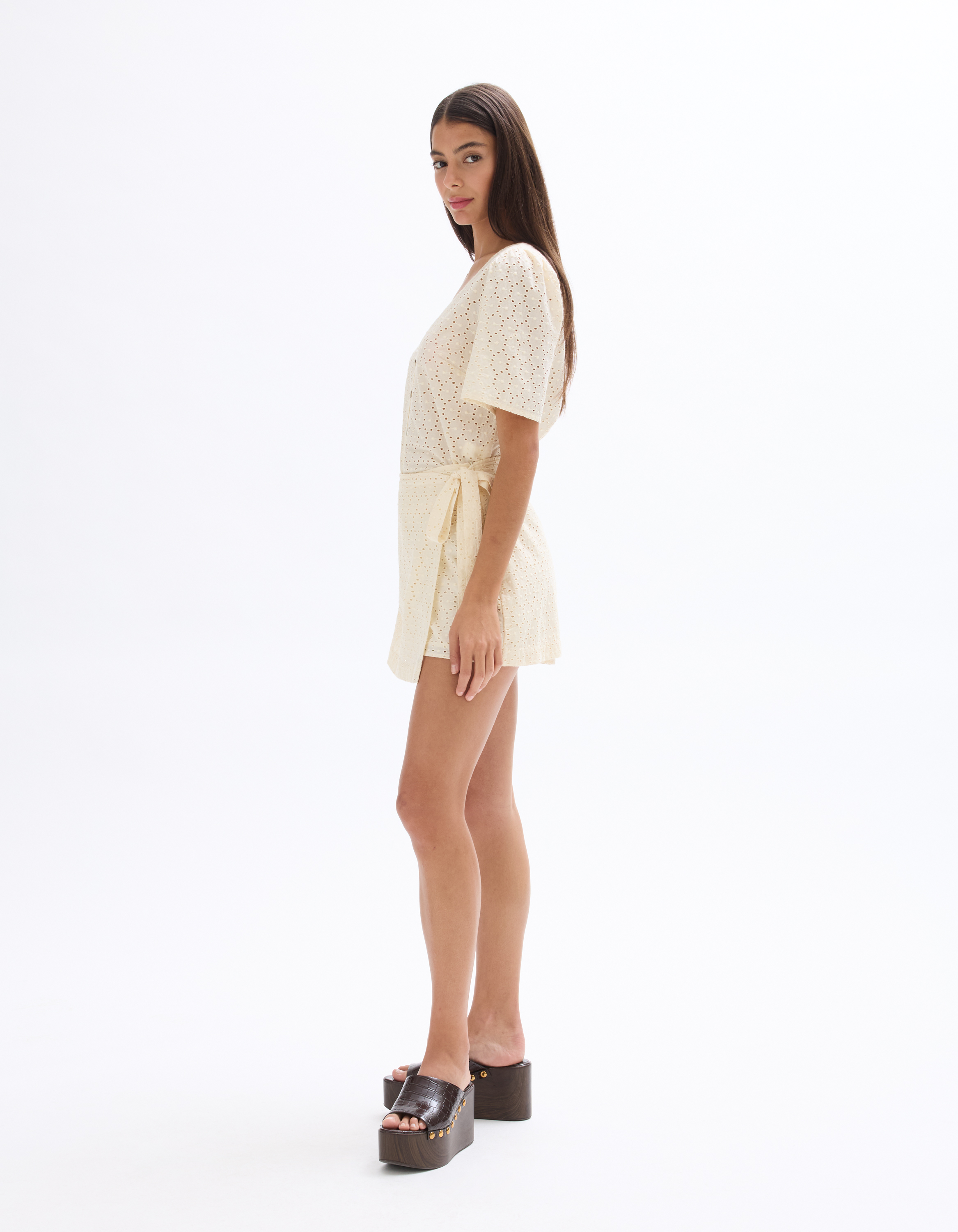 Jupe courte broderie anglaise - celio - Modalova