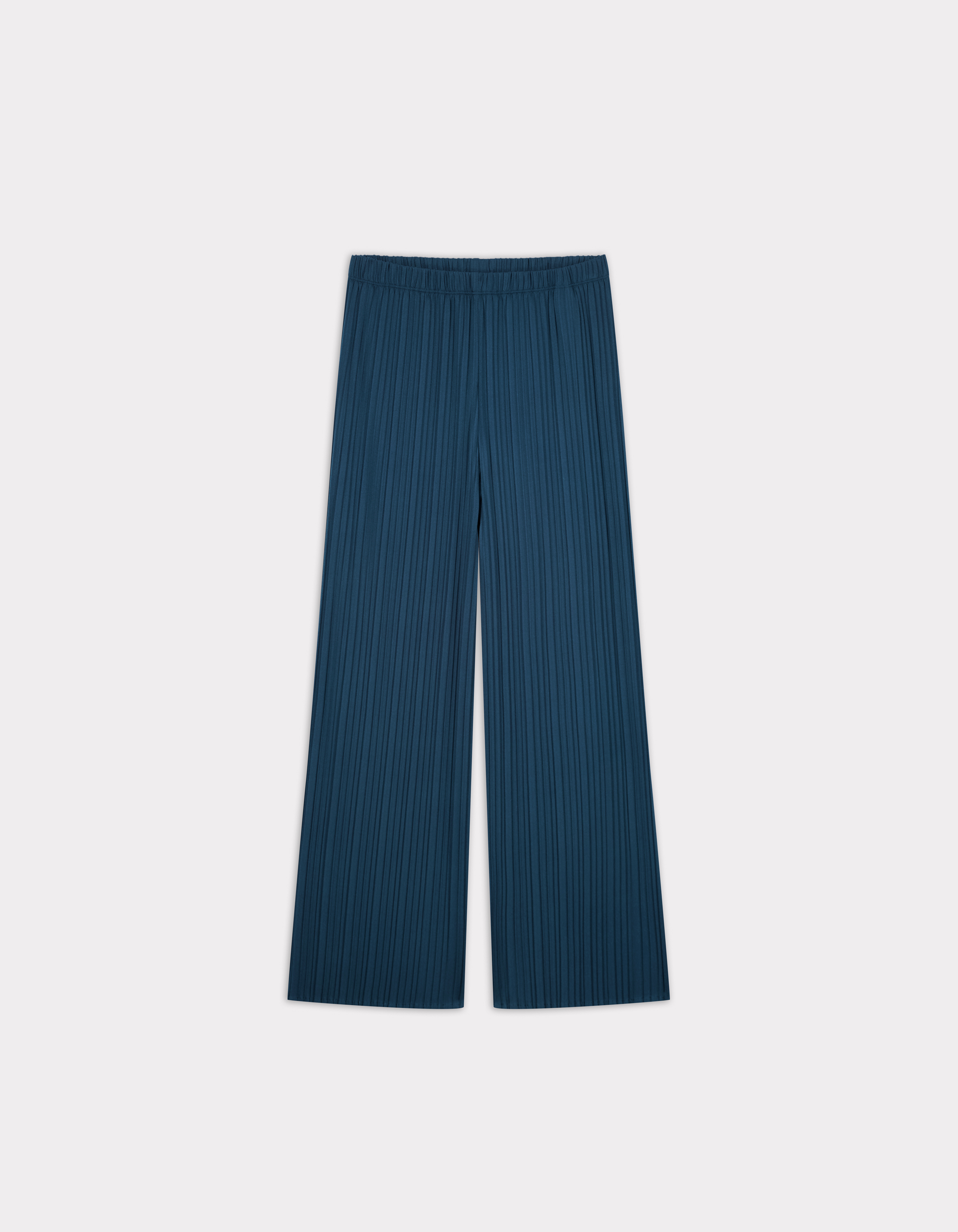 Pantalon ensemble maille plissée - bleu