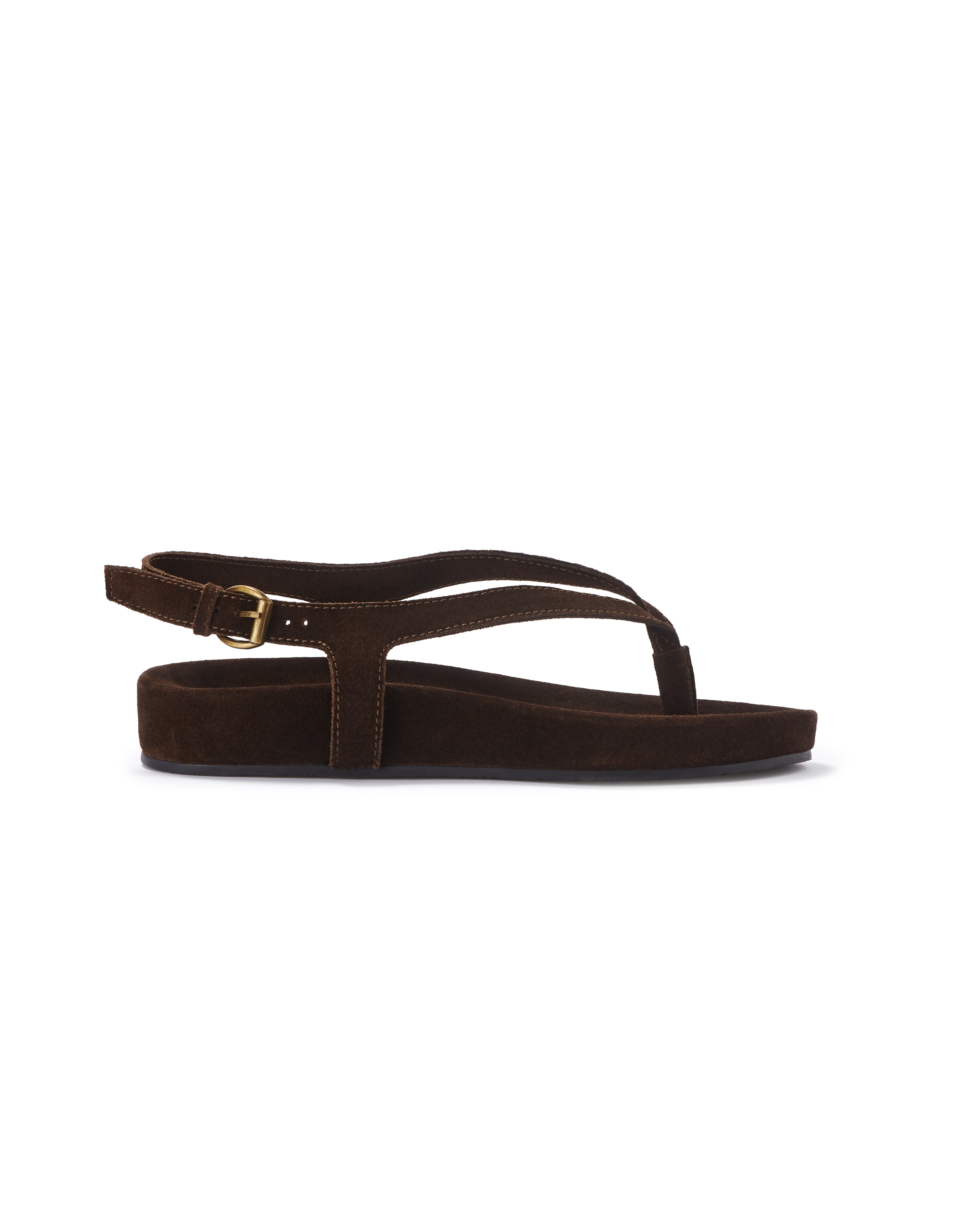 Sandales entre-doigt en cuir - marron