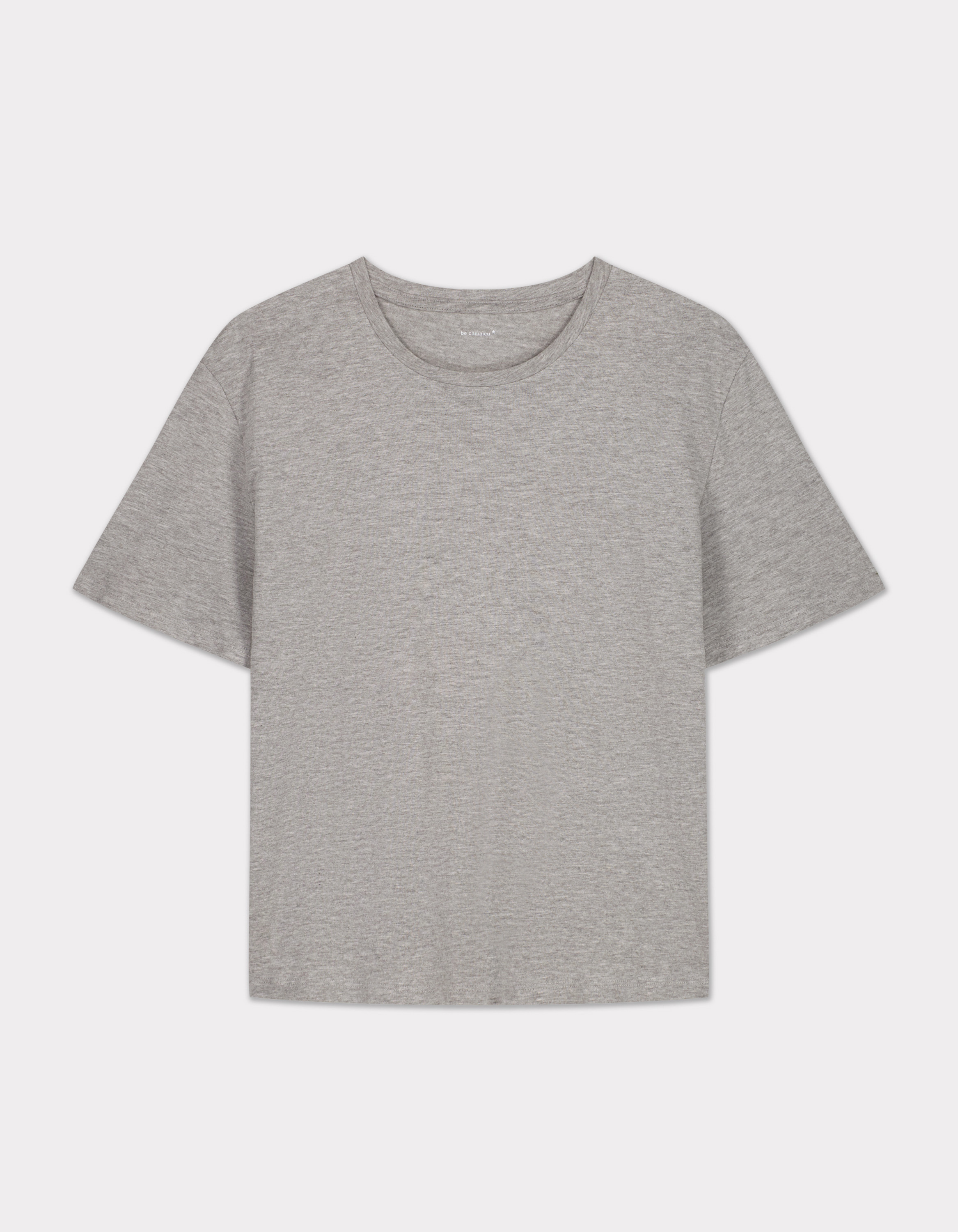 T-shirt en coton à col rond - gris clair