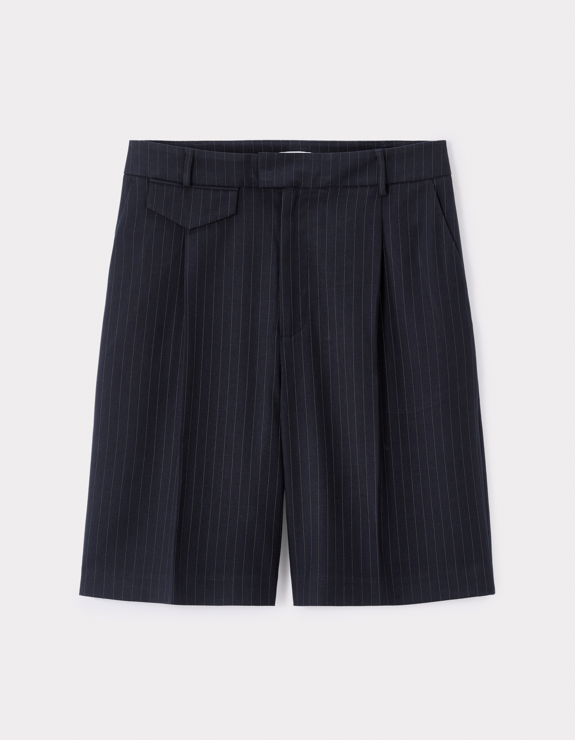 Short droit habillé à rayures - marine