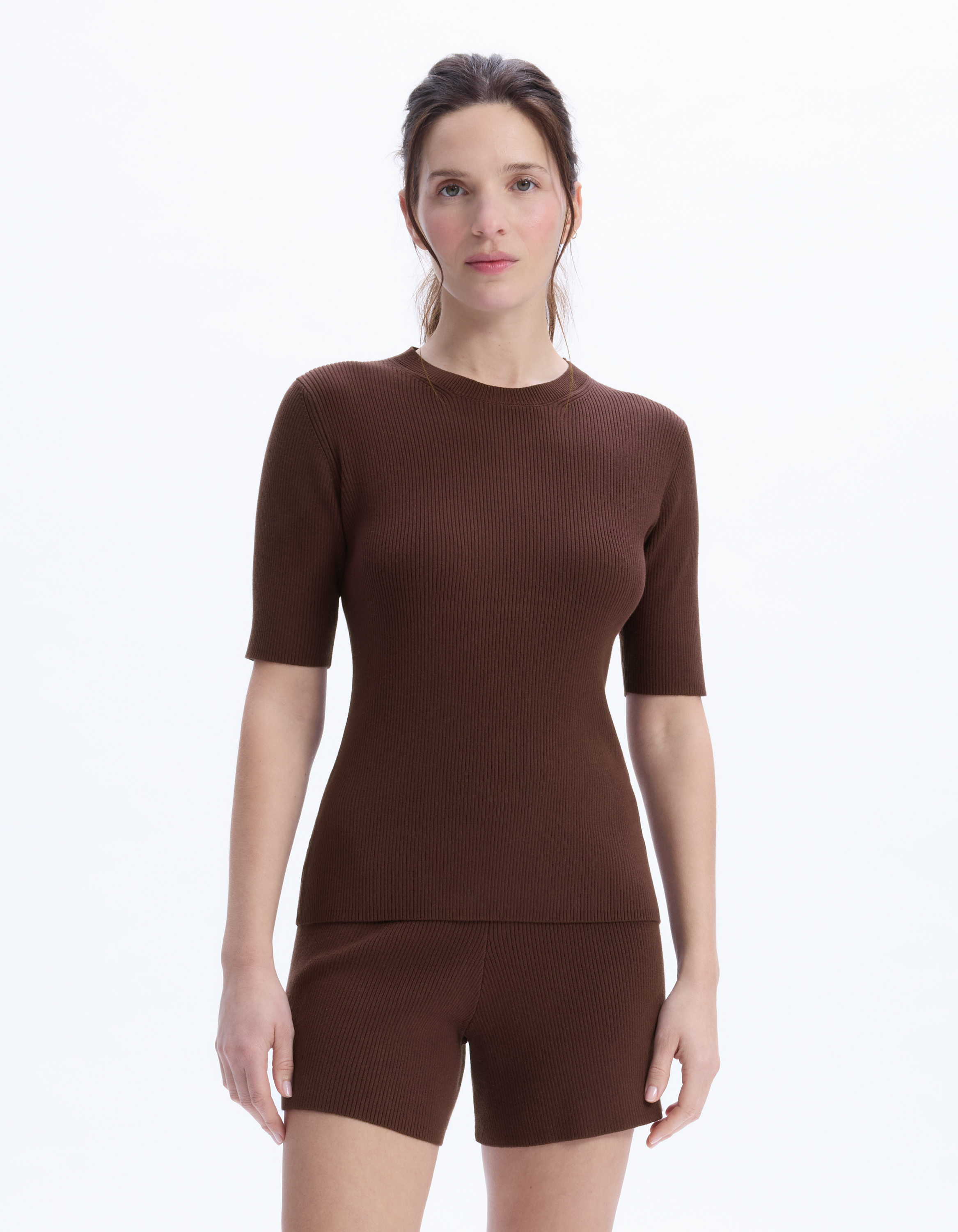 Pull ensemble en maille côtelée - bordeaux - celio - Modalova