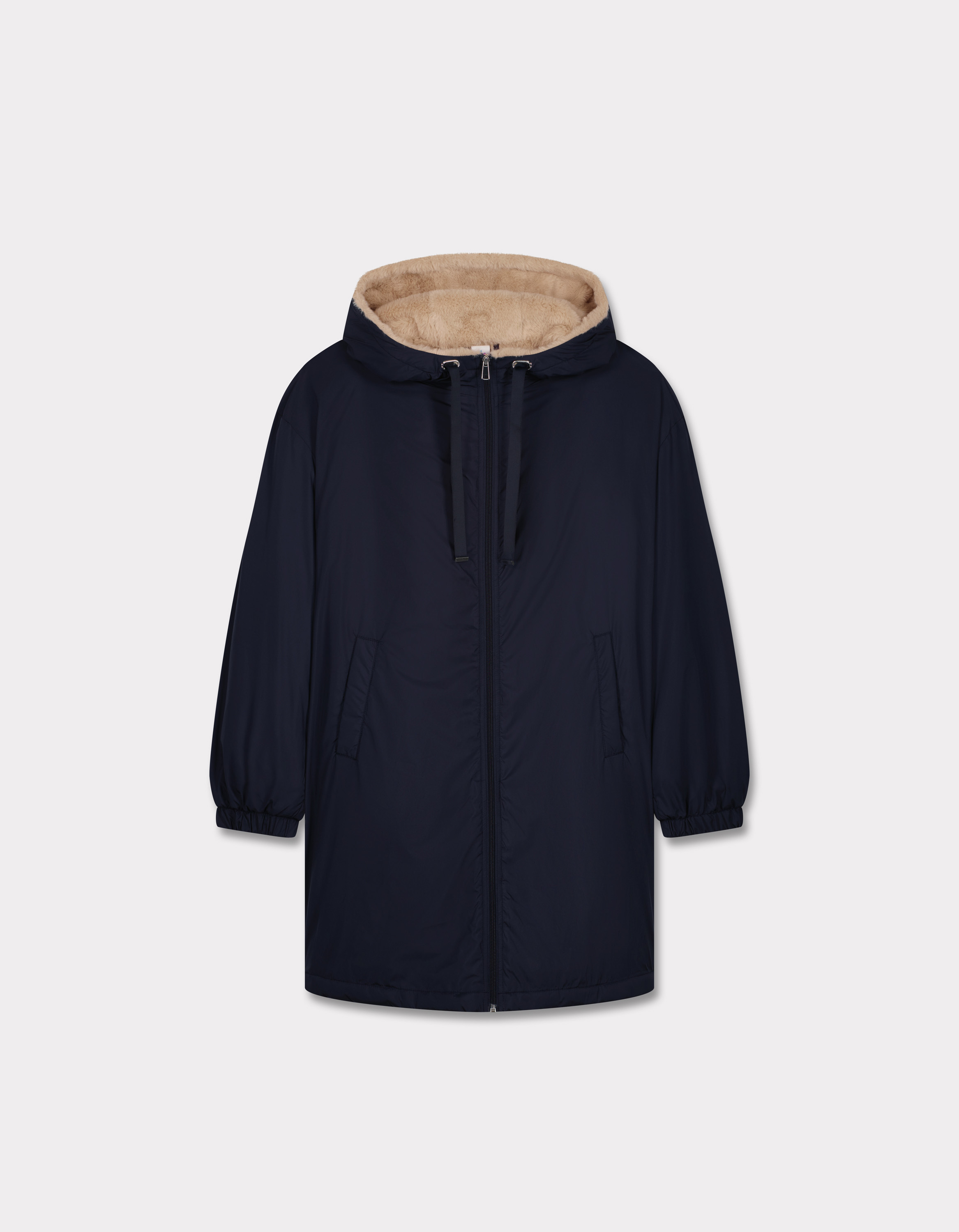Parka longue avec intérieur duveteux - marine