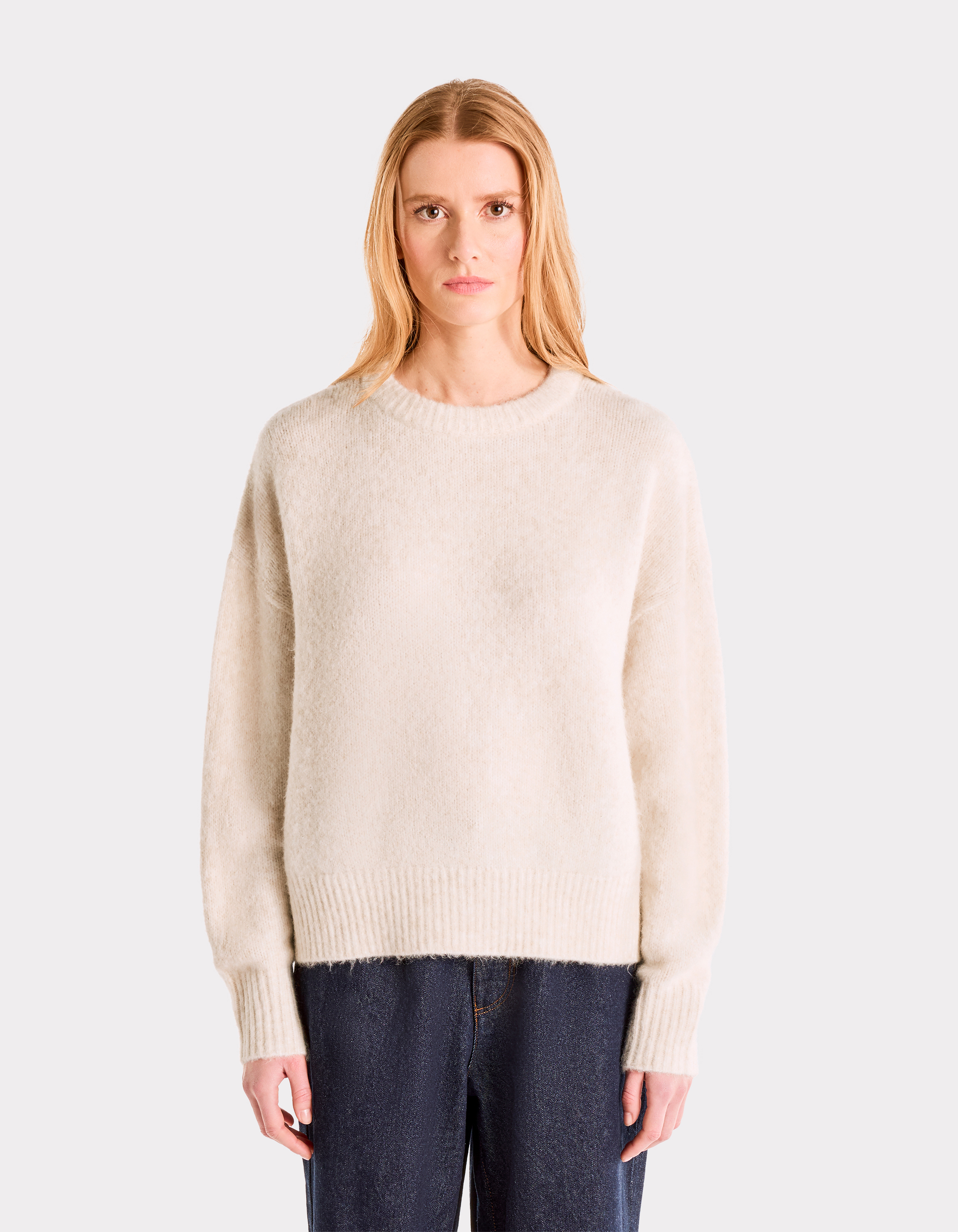 Pull en maille à col rond - écru - celio - Modalova