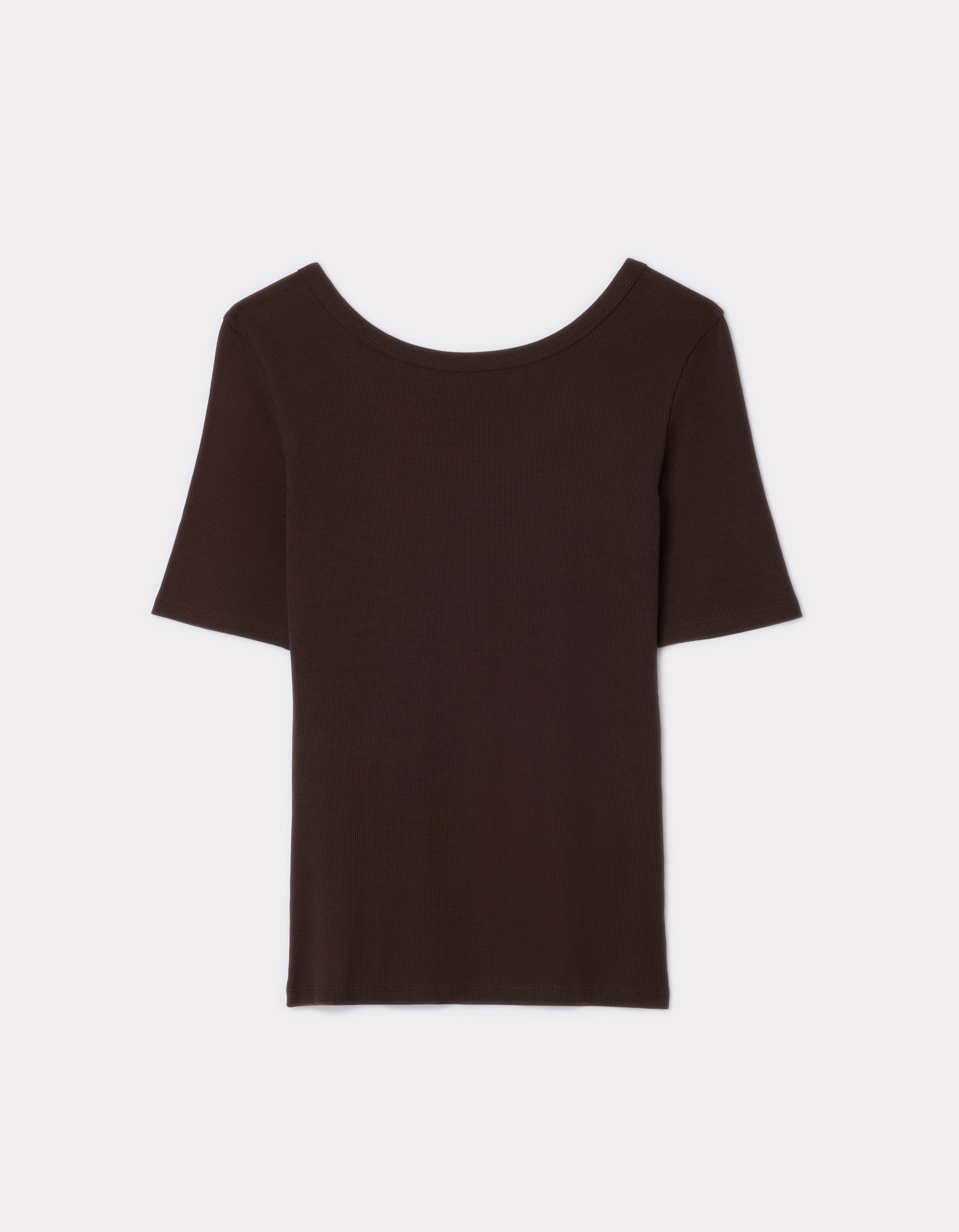 T-shirt côtelé à manches courtes - marron