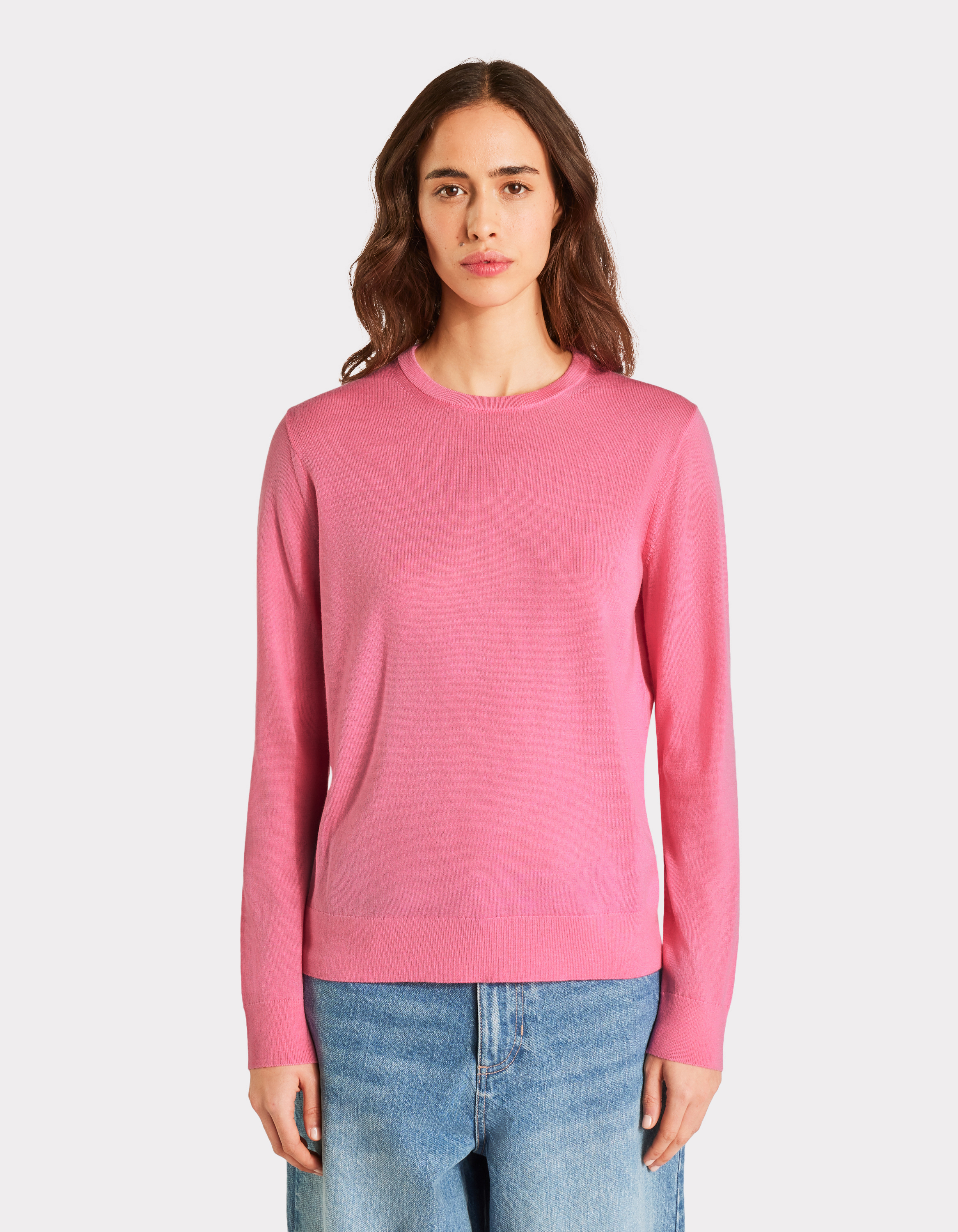 Pull 100% laine mérinos à col rond - rose - celio - Modalova