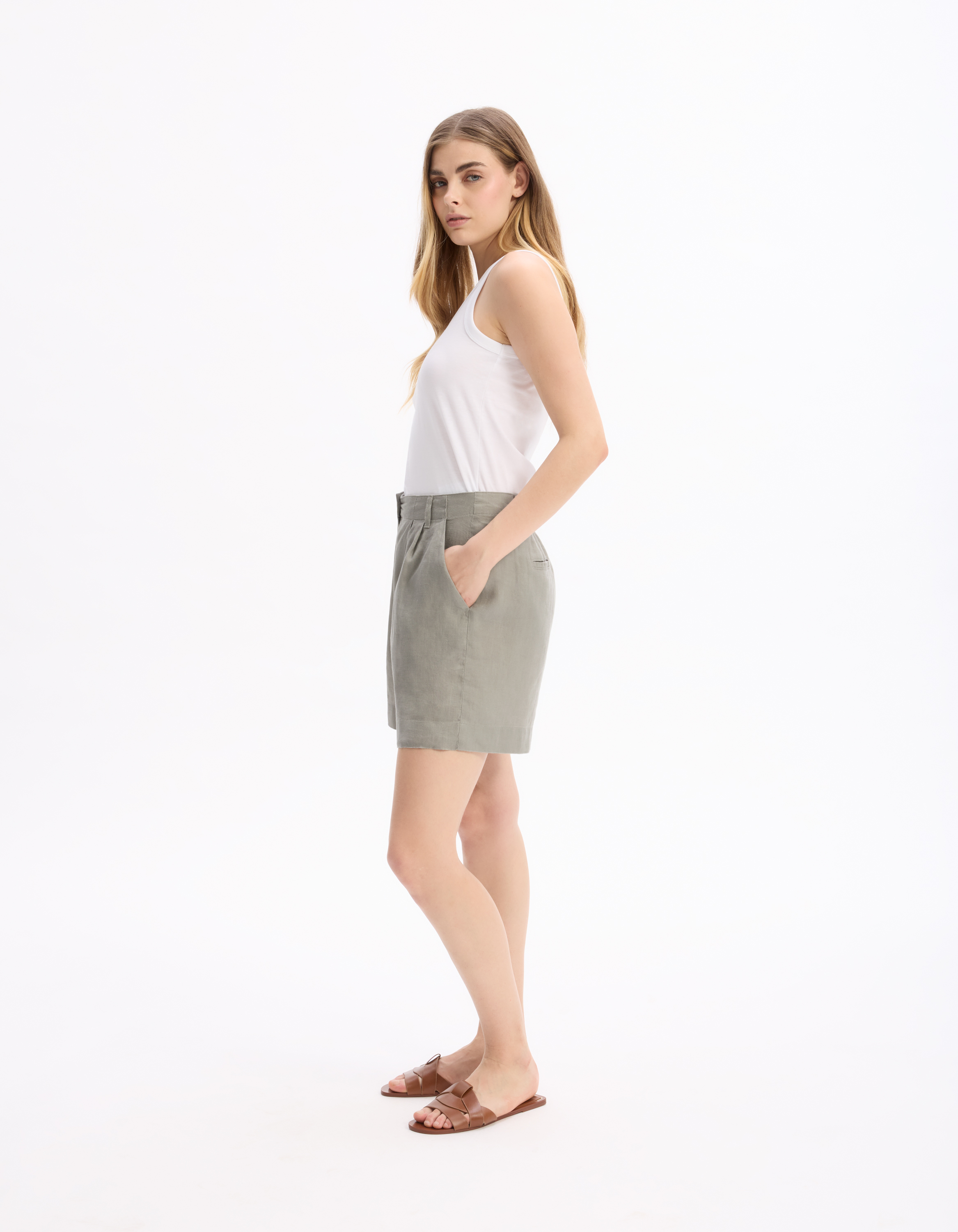 Short en lin - gris - celio - Modalova