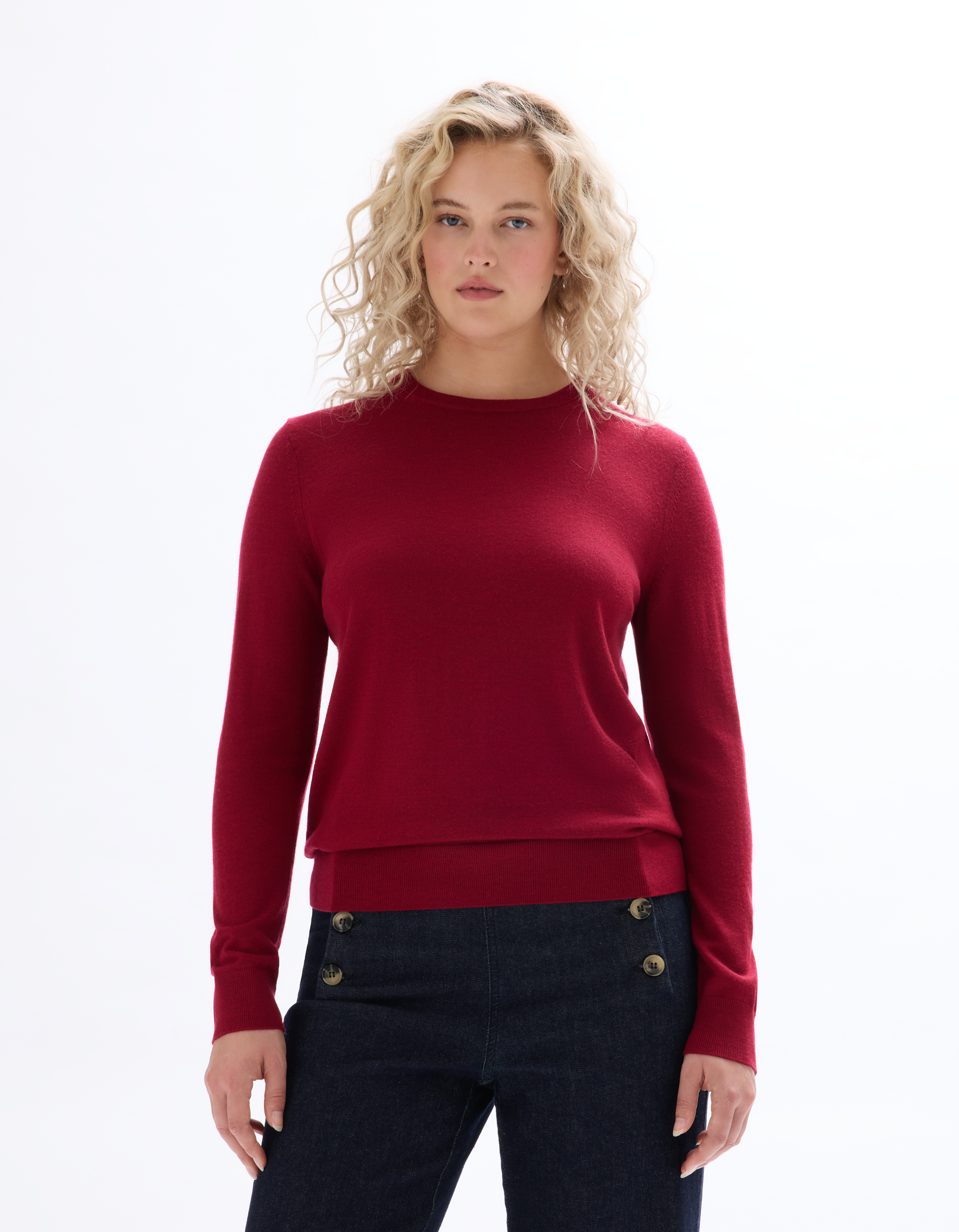 Pull 100% laine mérinos à col rond - rouge - celio - Modalova