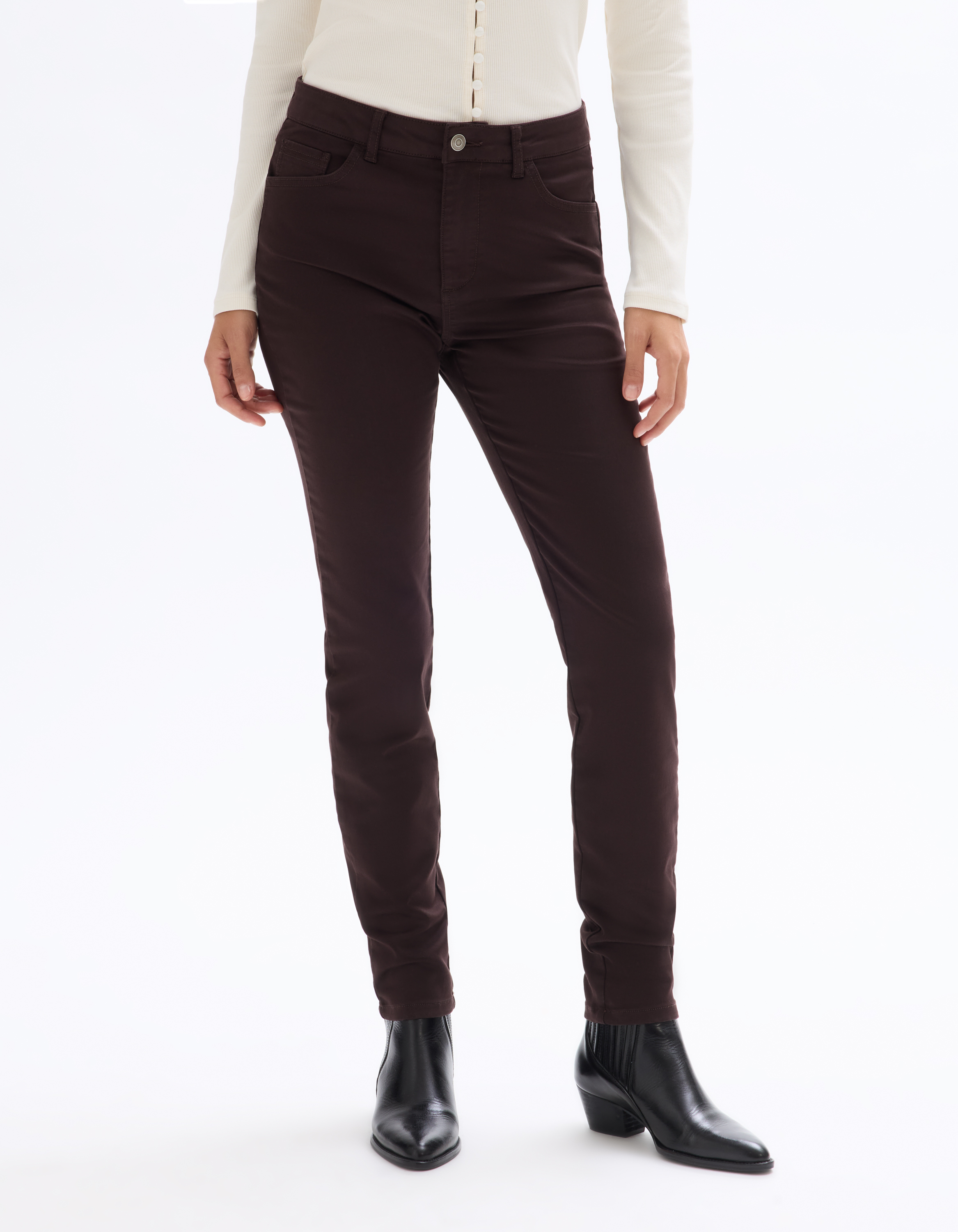 Pantalon slim ultra-extensible - marron - celio - Modalova