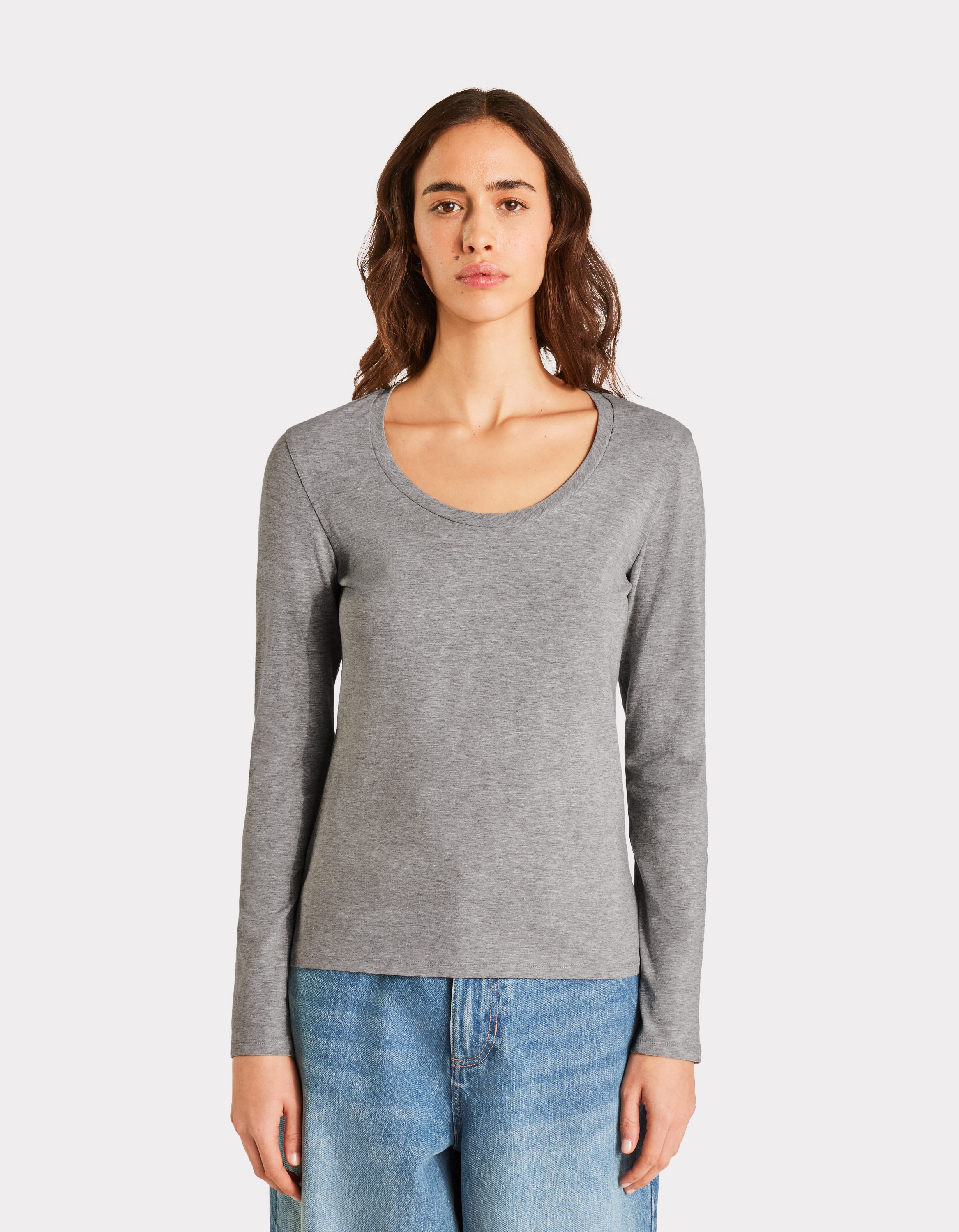 T-shirt ajusté à manches longues - gris clair - celio - Modalova