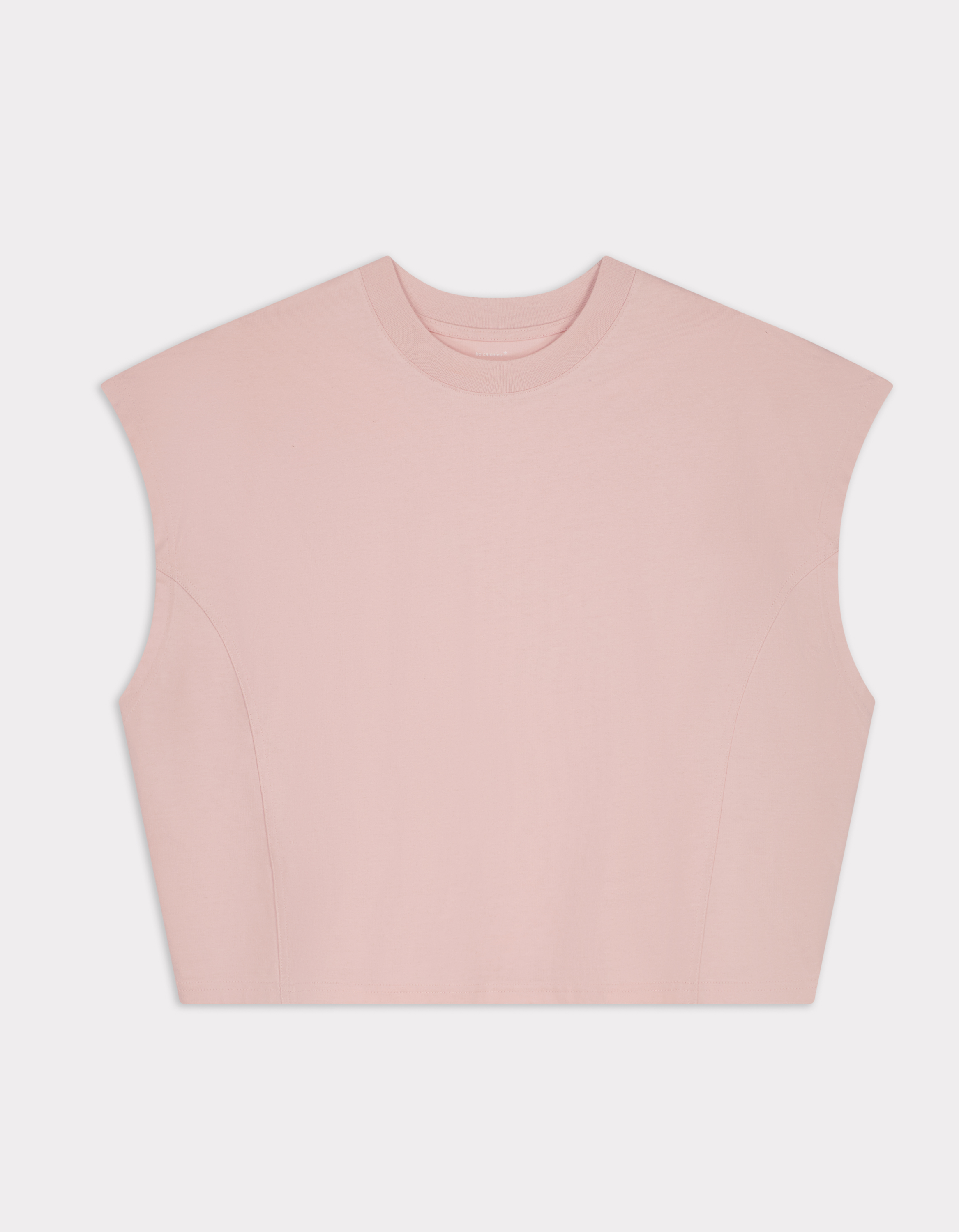 T-shirt coton épais oversize sans manche - rose