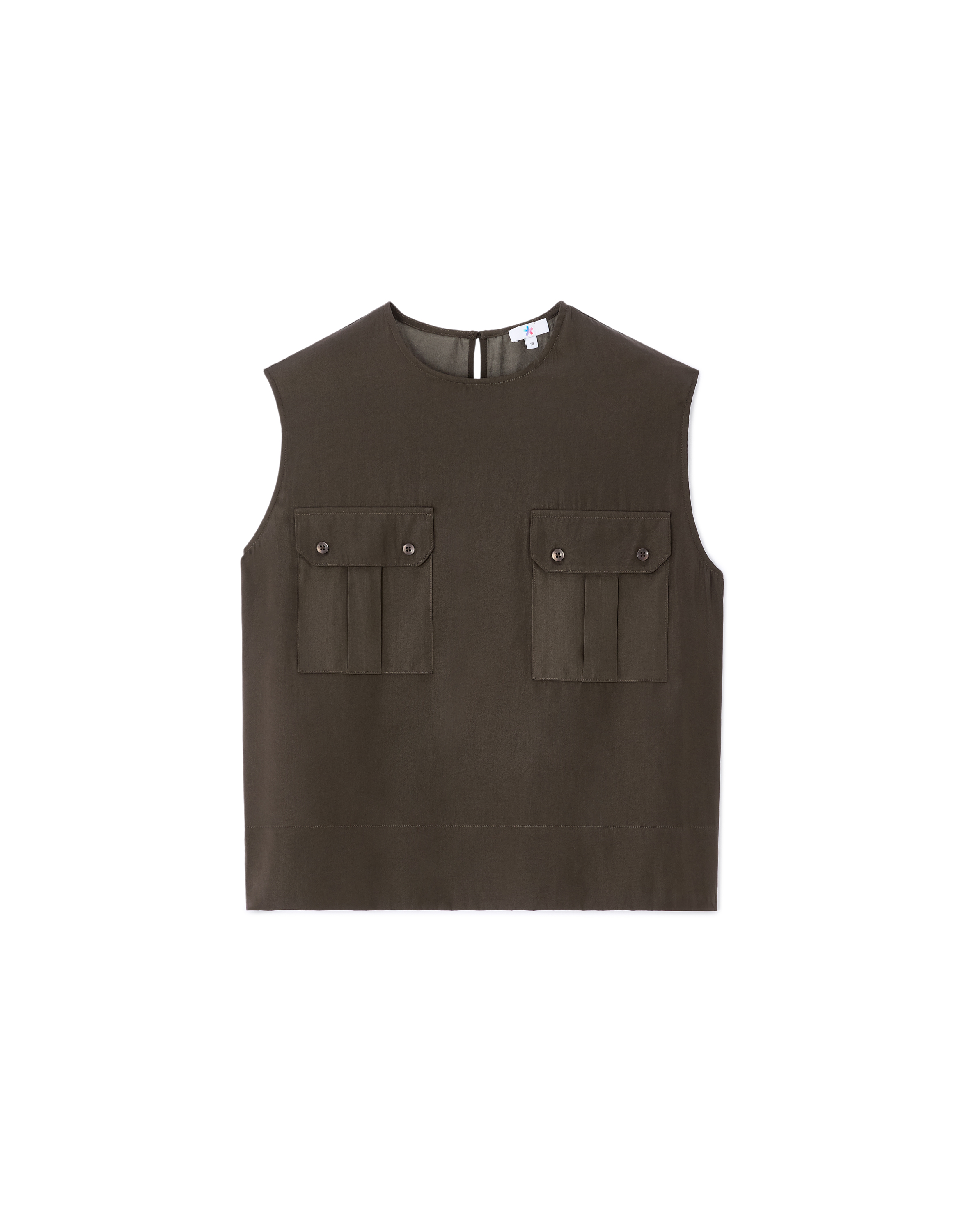 Blouse en satin sans manches - grise