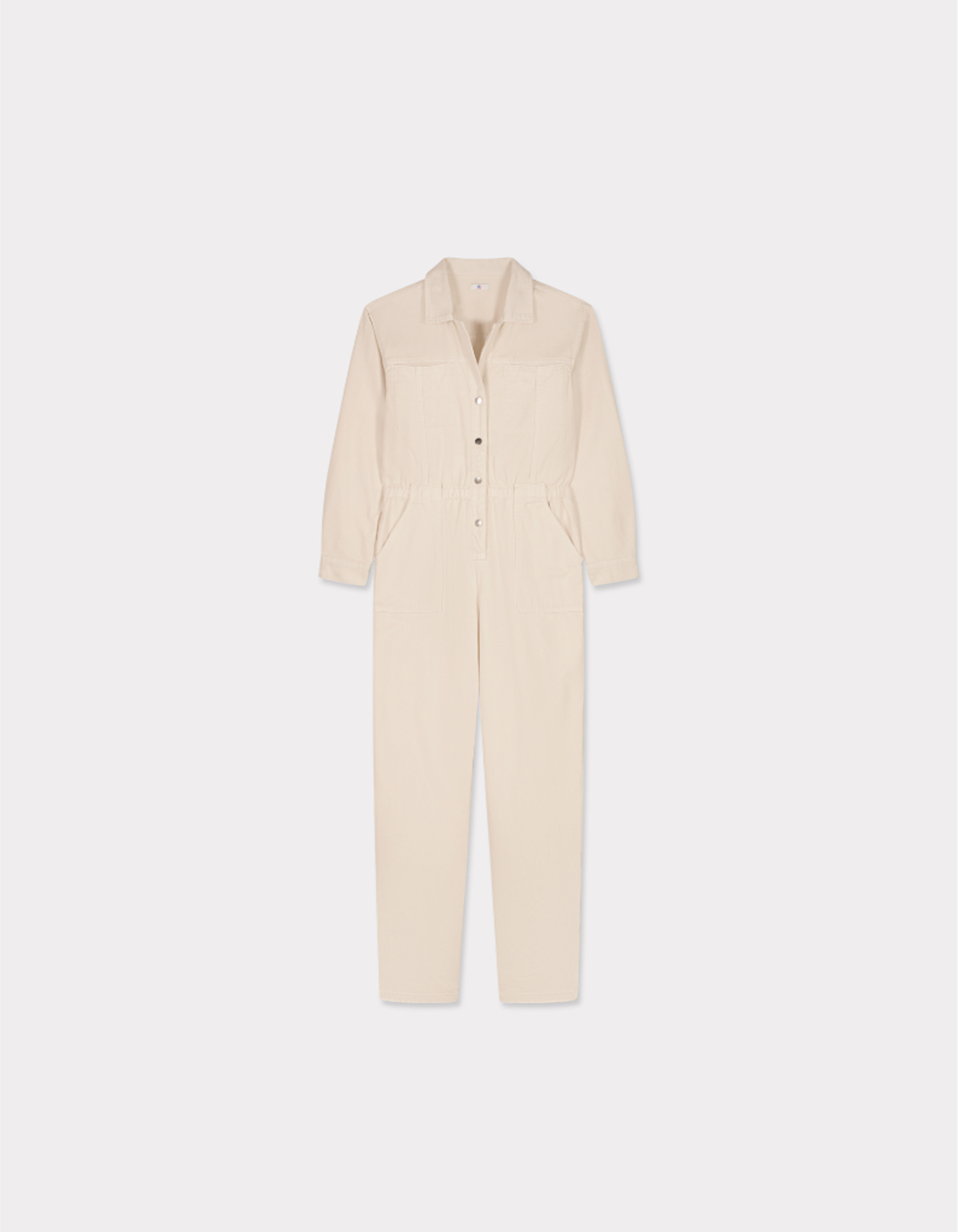 Combinaison boutonnée avec ceinture - blanc