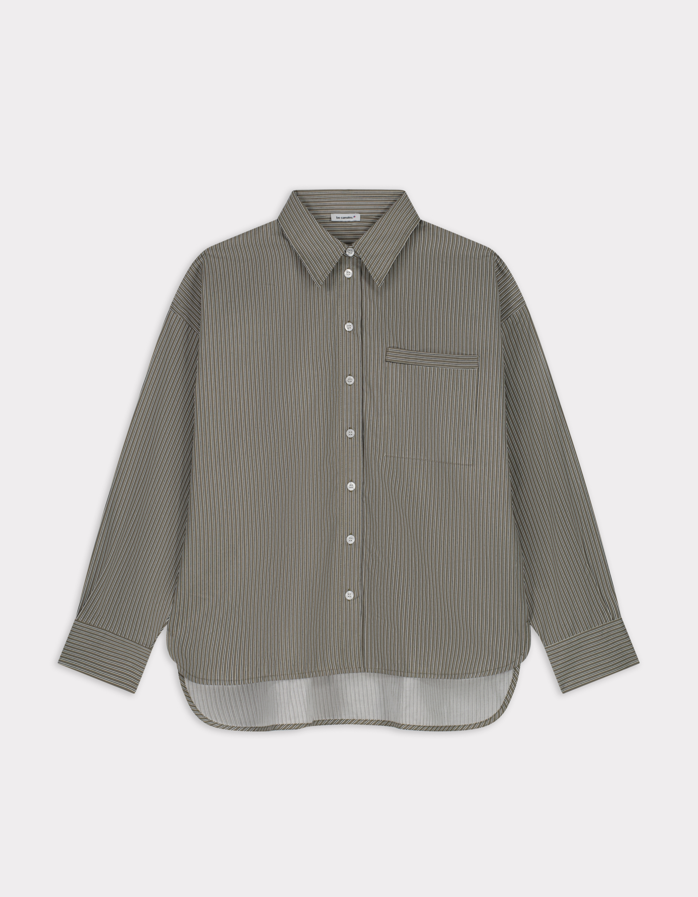 Chemise oversize rayée en coton - kaki