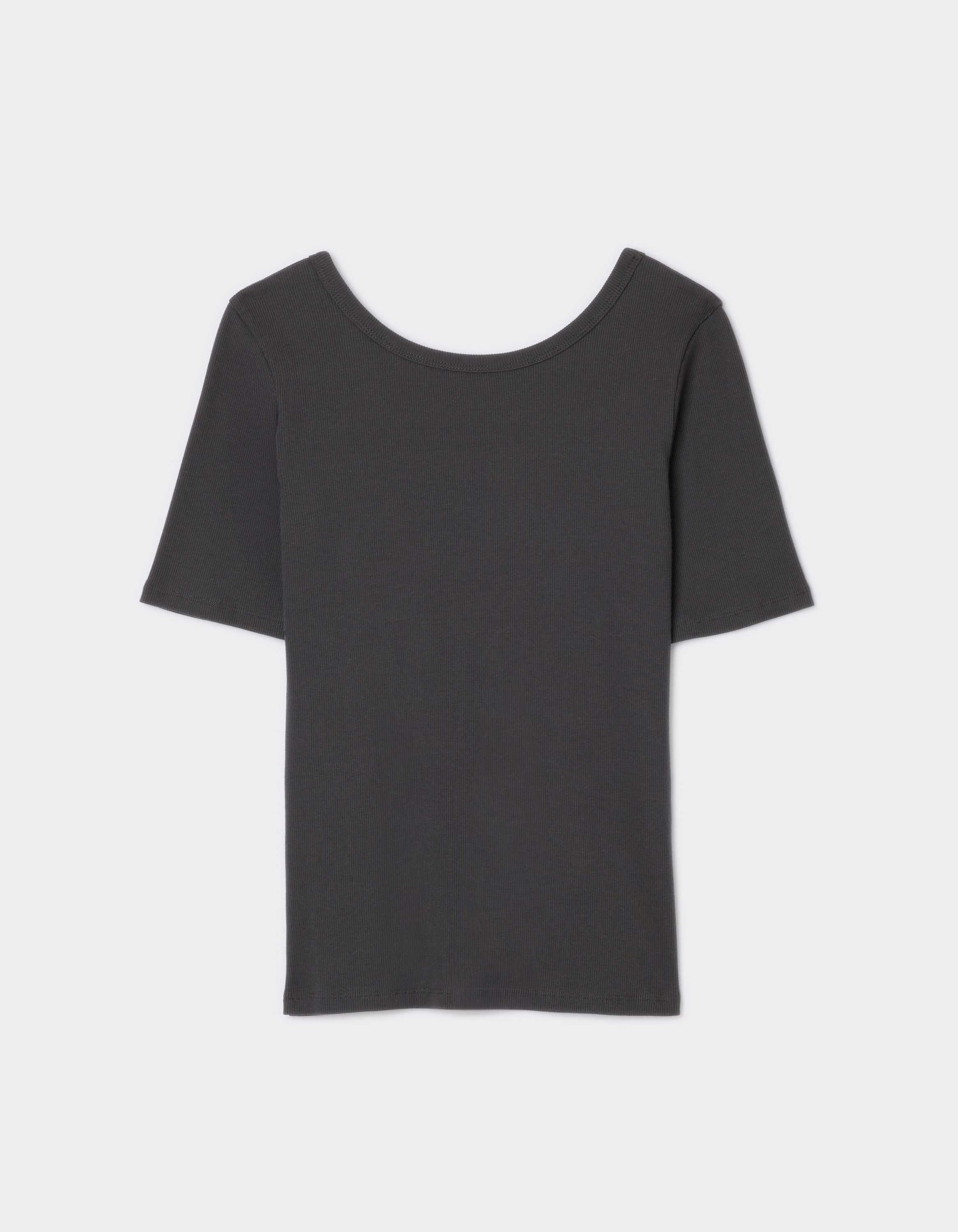 T-shirt côtelé à manches courtes - gris