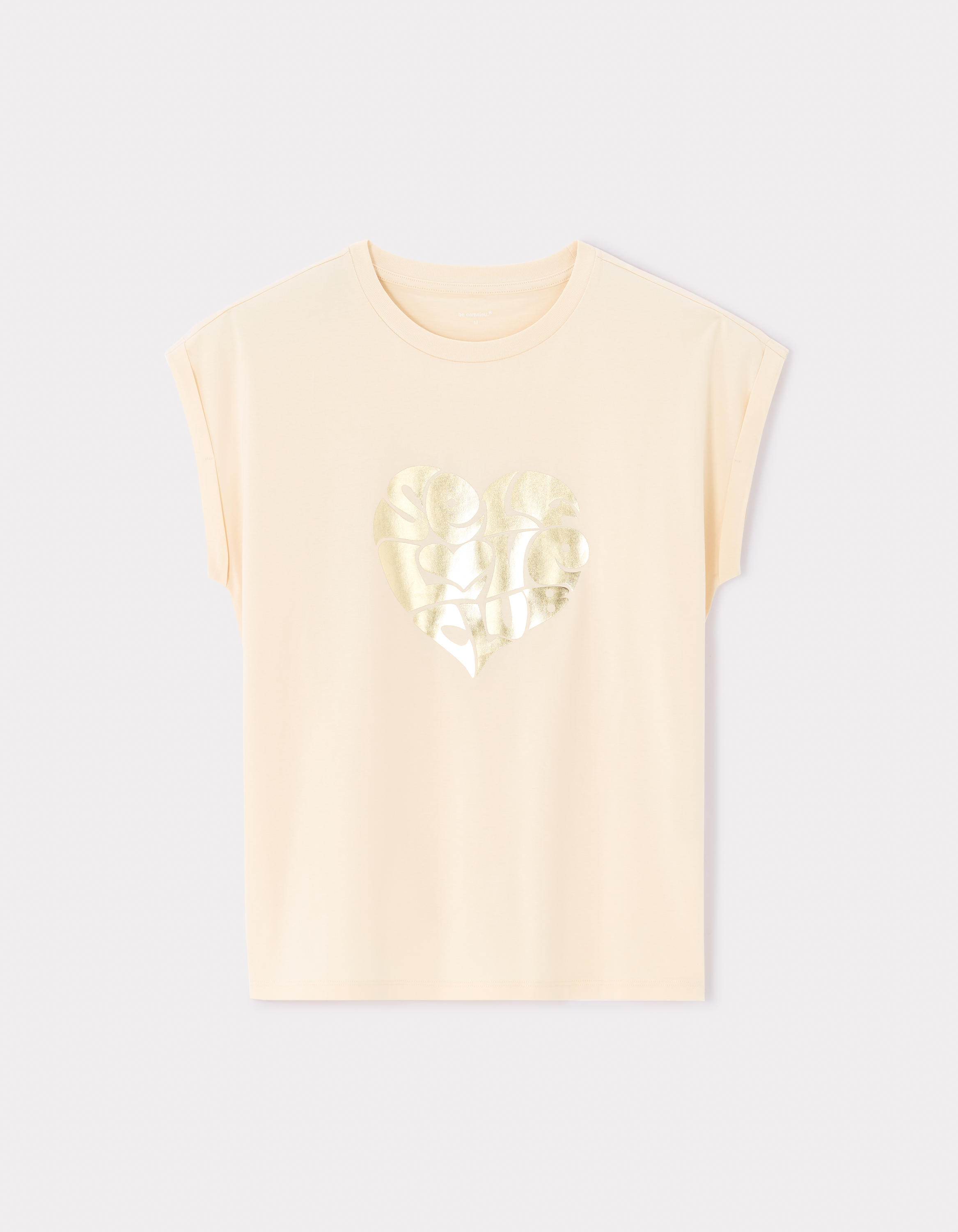 T-shirt imprimé texturé sans manches - beige