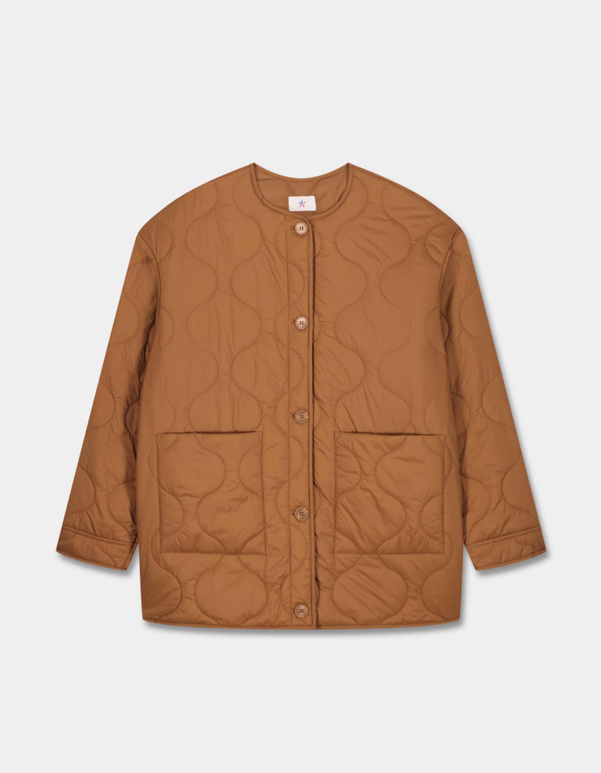 Veste matelassé col rond - marron