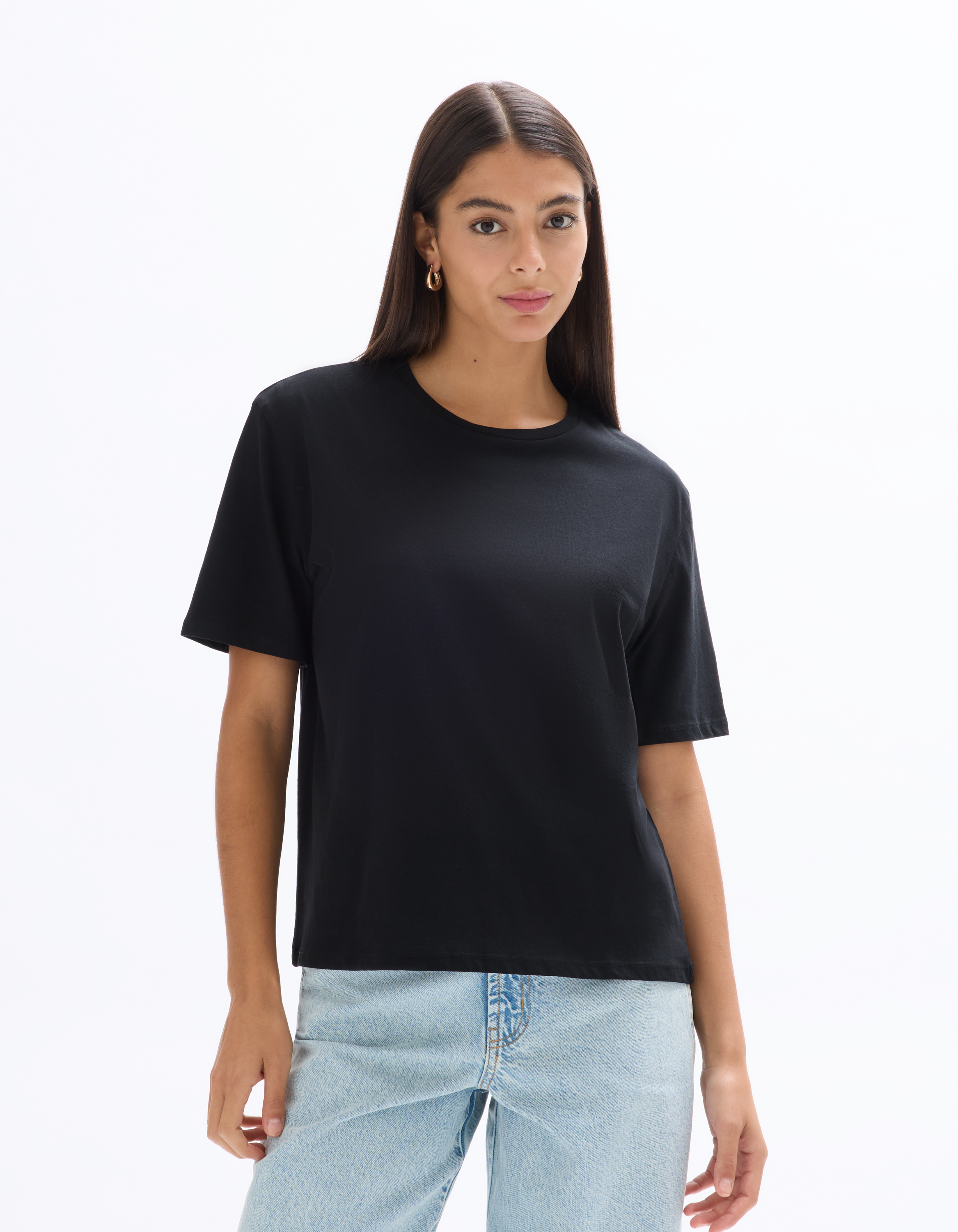 T-shirt en coton à col rond - noir - celio - Modalova