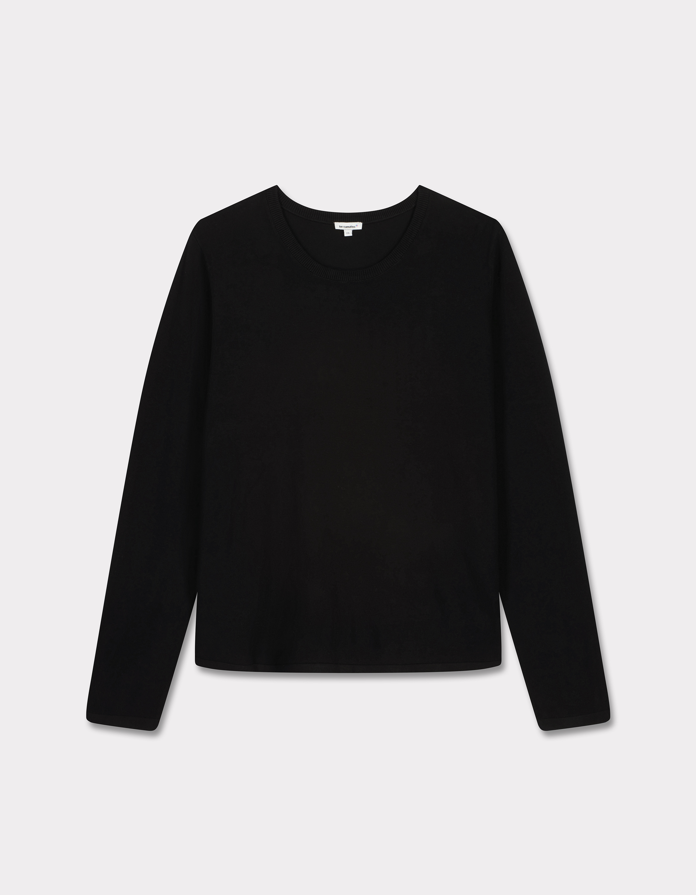Pull fluide col rond en viscose Ecovero - noir