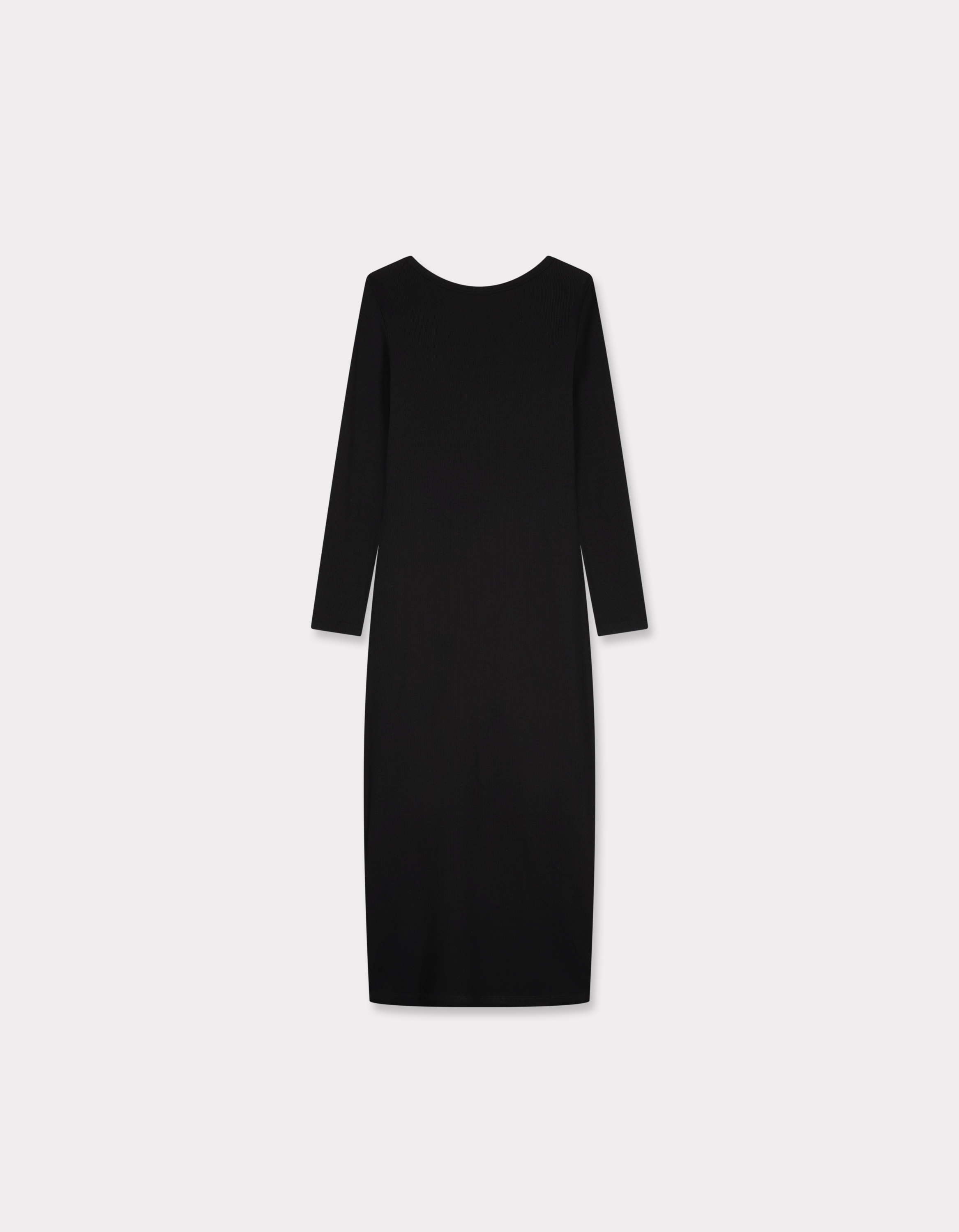 Robe longue côtelée - noir