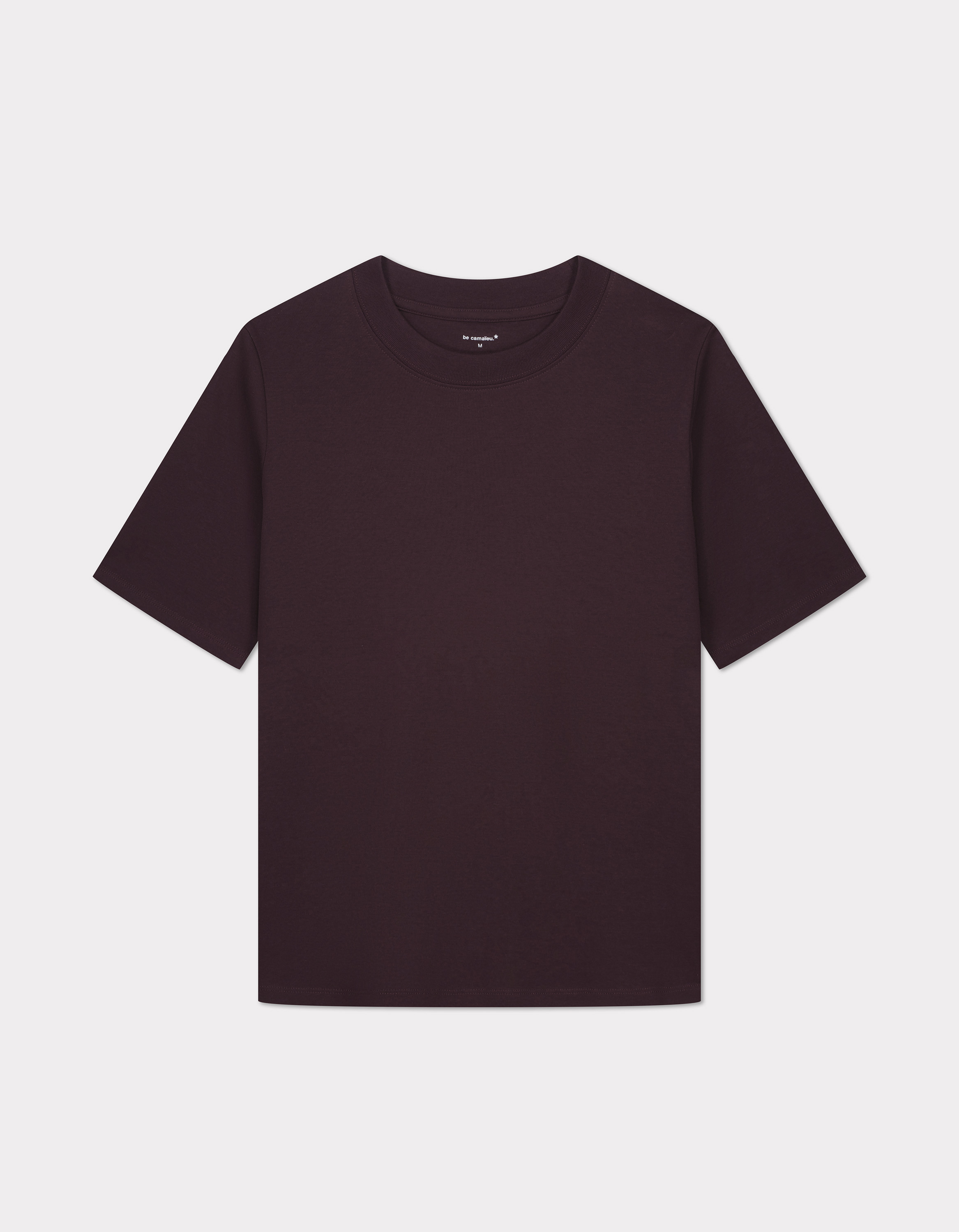 T-shirt en coton doux col rond - bordeaux
