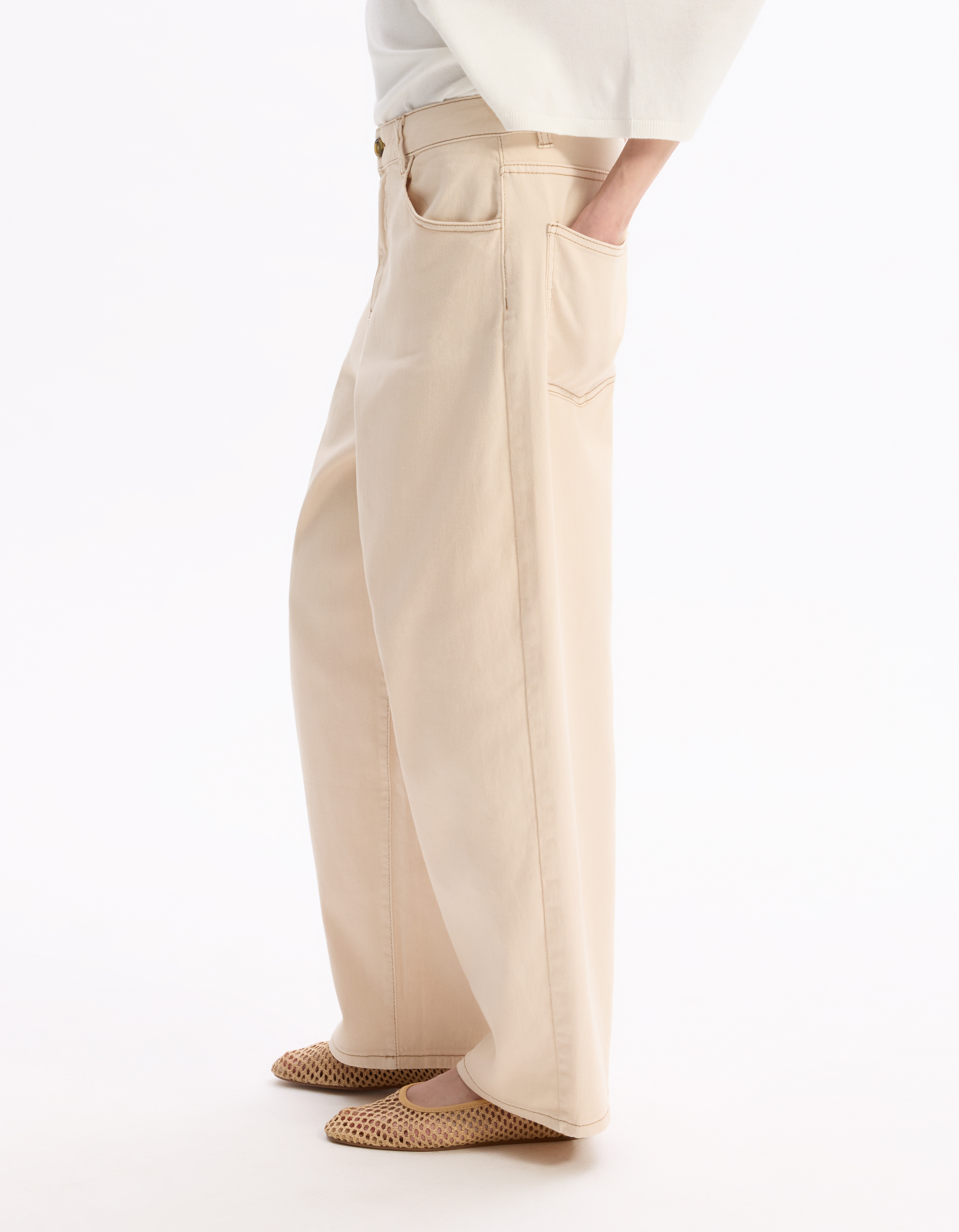 Pantalon large - beige - celio - Modalova