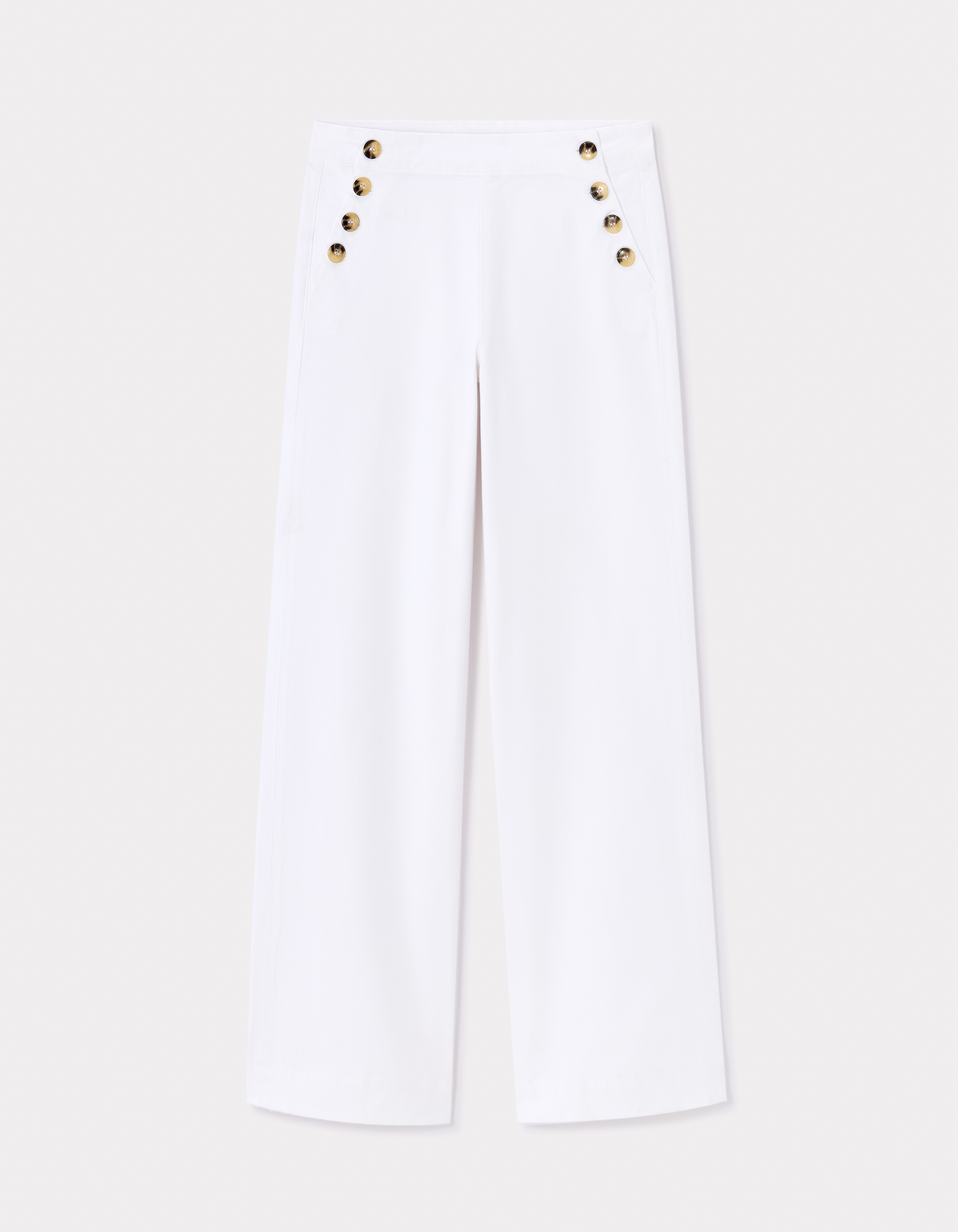 pantalon large à bouton décoratifs - blanc