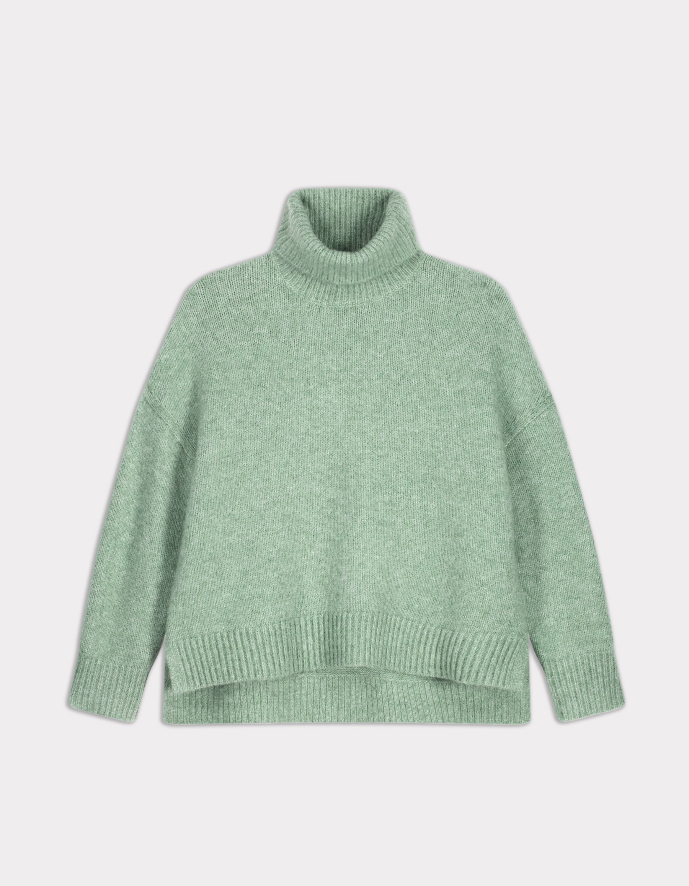 Pull en maille à col roulé - vert amande