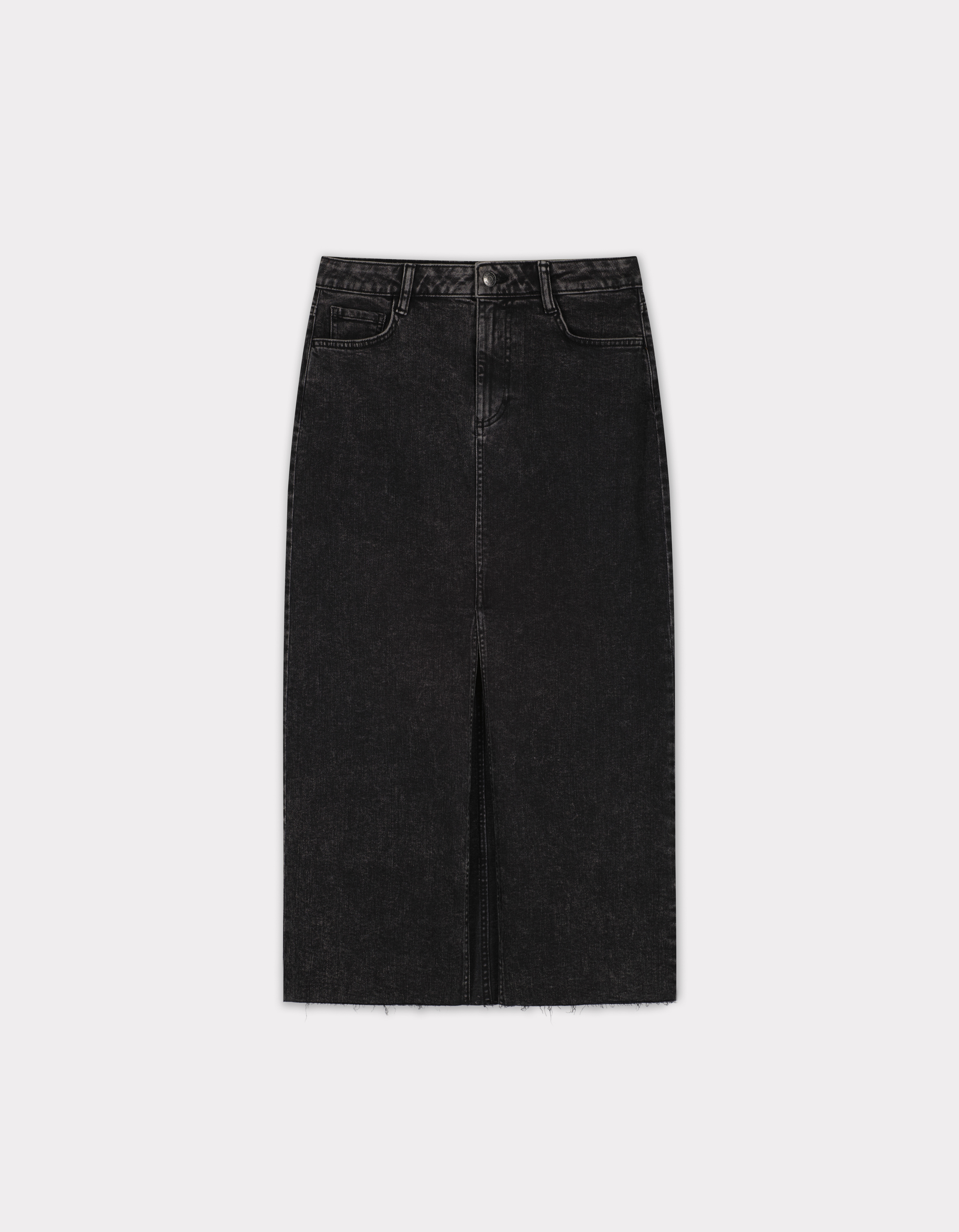 Jupe en denim avec fente - gris foncé