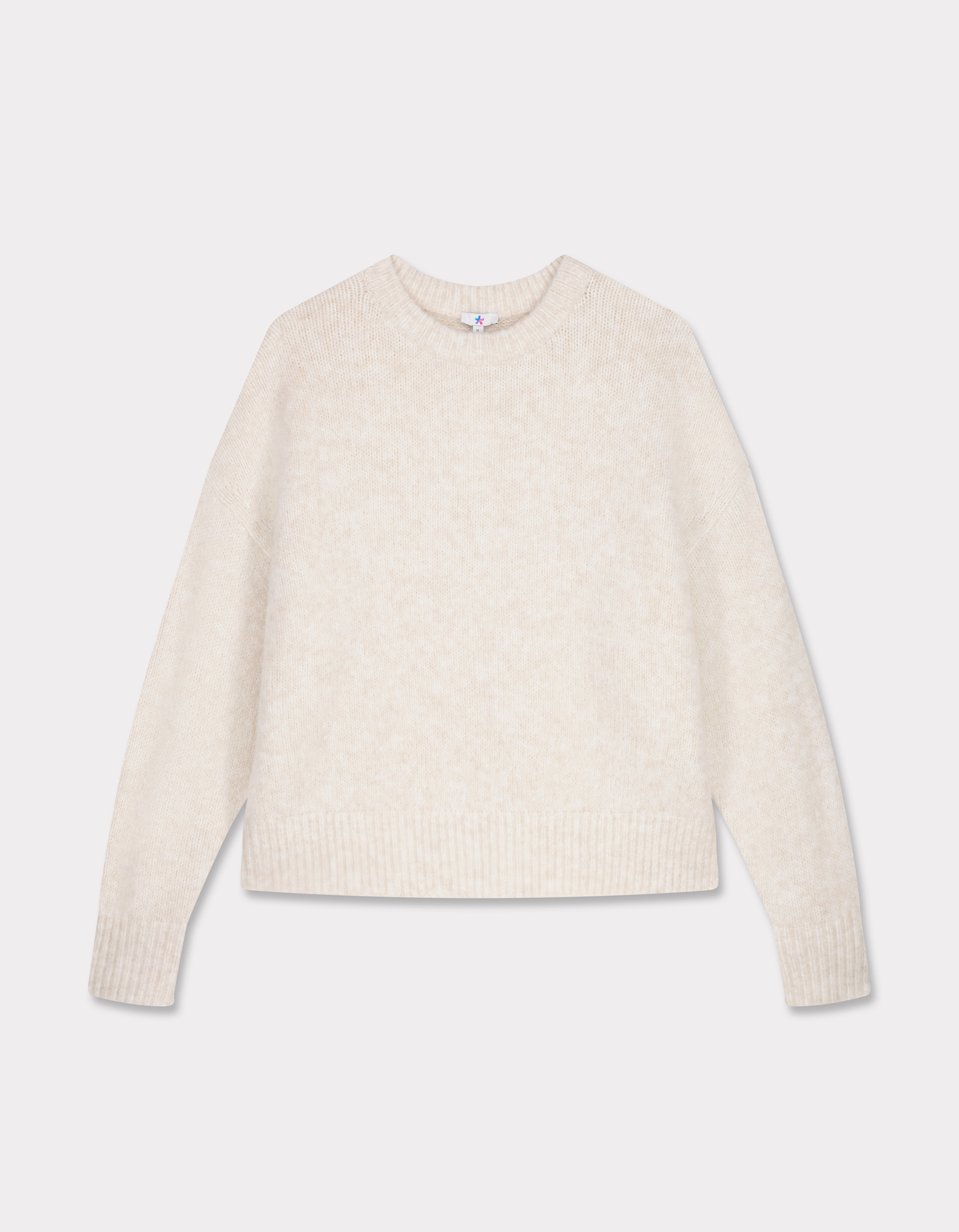 Pull en maille à col rond - écru